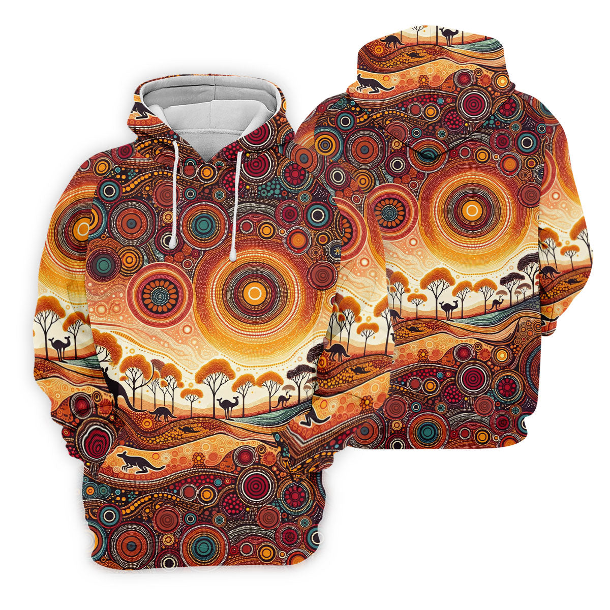 Australian Aboriginal Colourful Art Golf Tops For Men, Australia Kangaroo Polo Shirts For Men