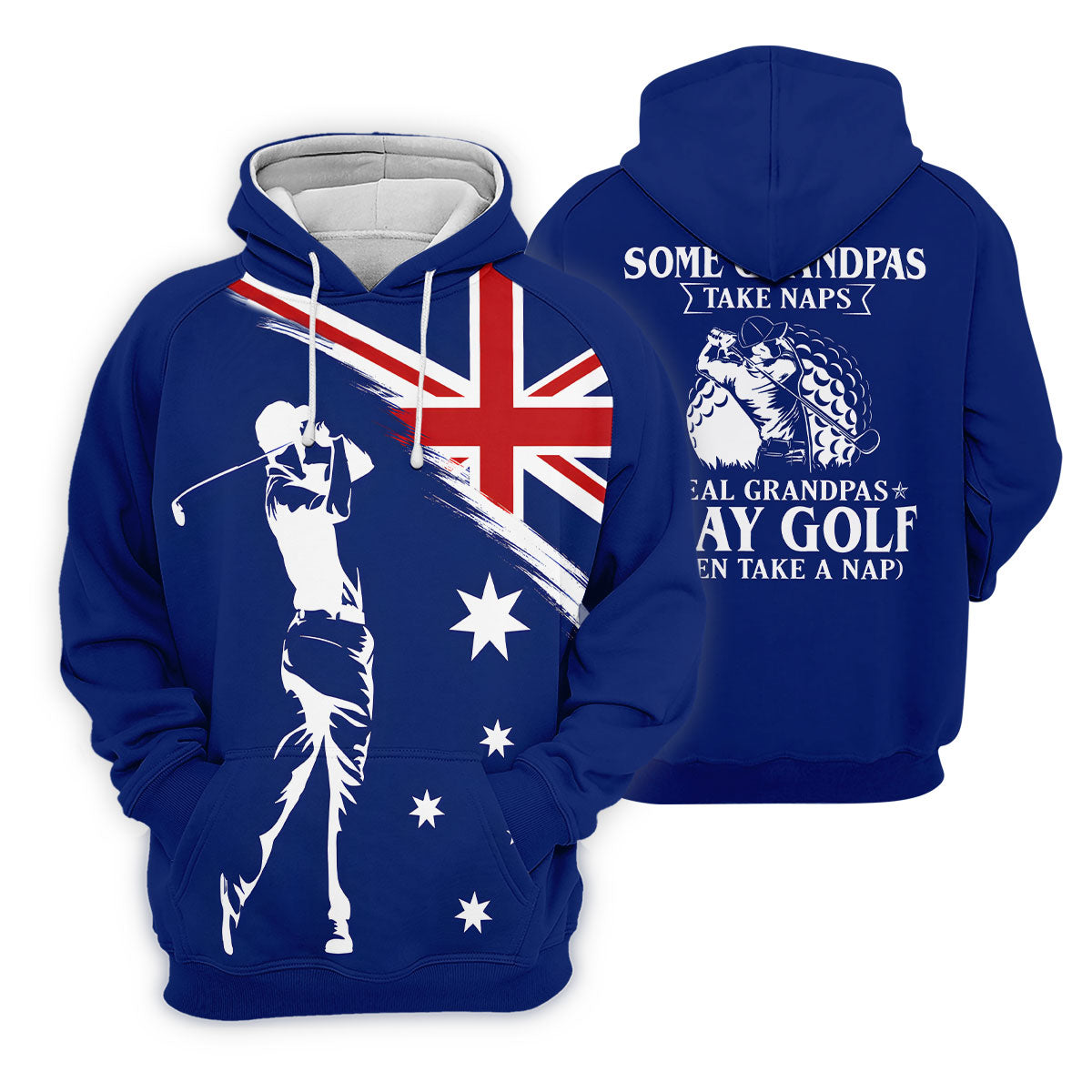 Real Grandpas Play Golf Then Take A Nap Australia Flag Print Men's Funny Golf Shirts, Polo Shirts For Men