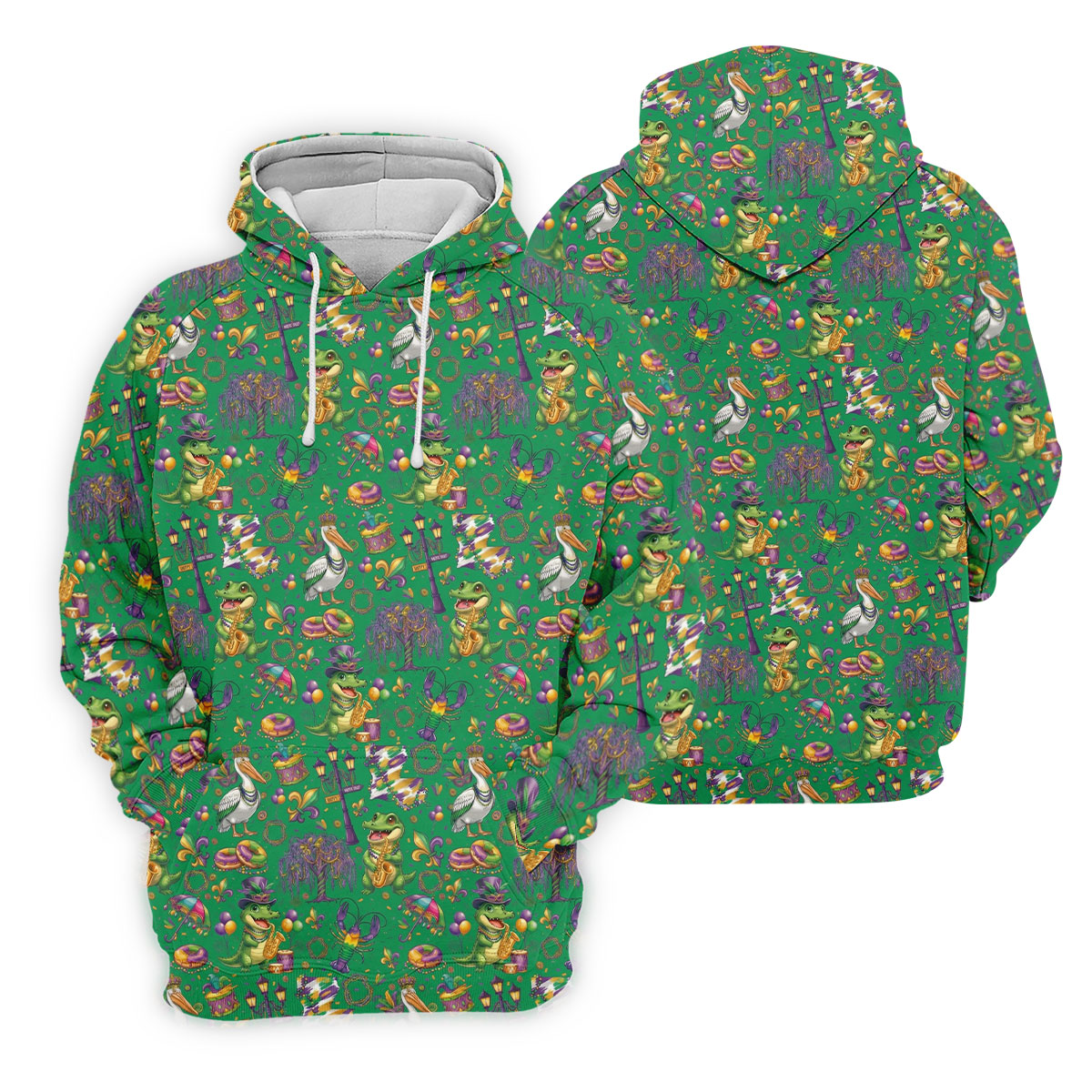 Mardi Gras Fleur De Lis Animal Band Green Golf Shirt, Women's Golf Shirts, Ladies Golf Polos