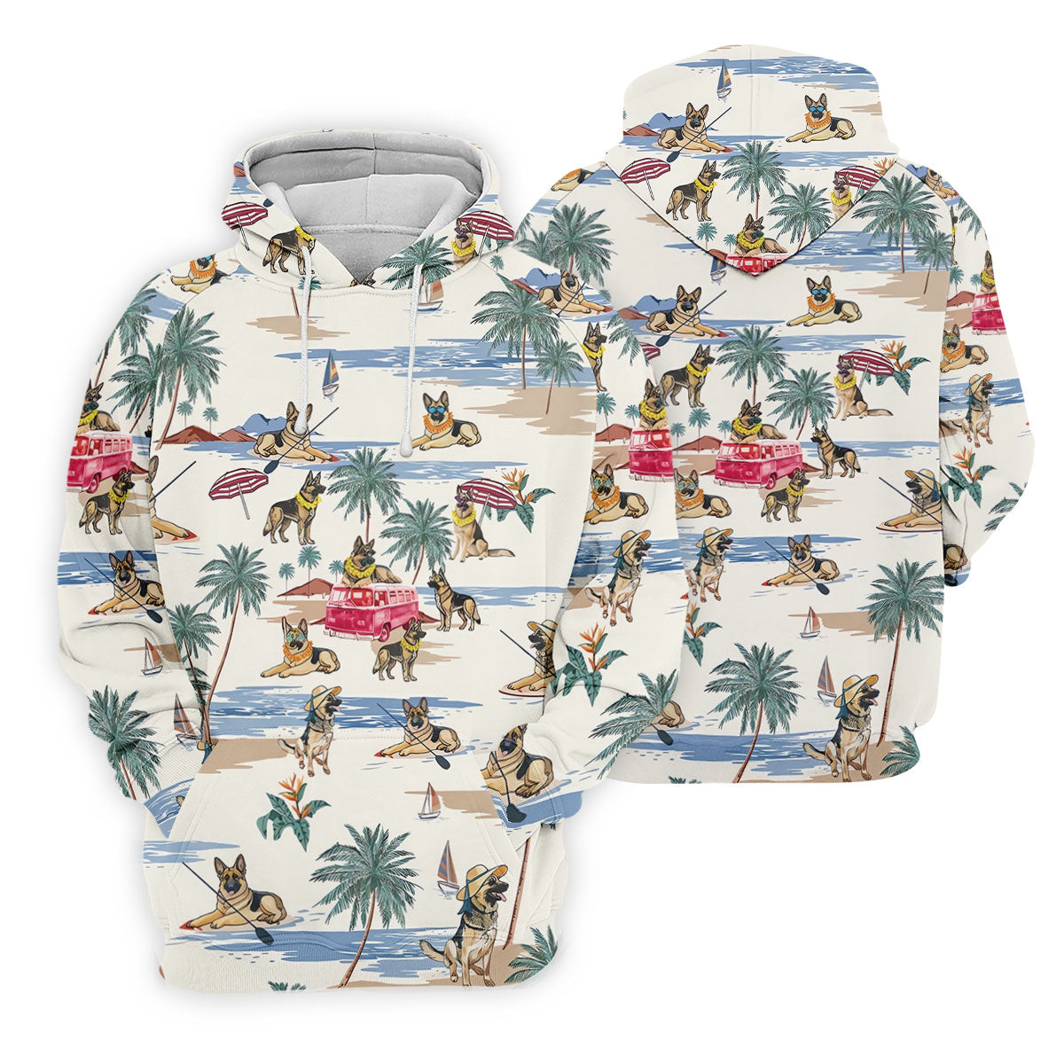 German Shepherd Beach Vacation Golf Polo Shirt, Mens Golf Polo, Golf Apparel For Men