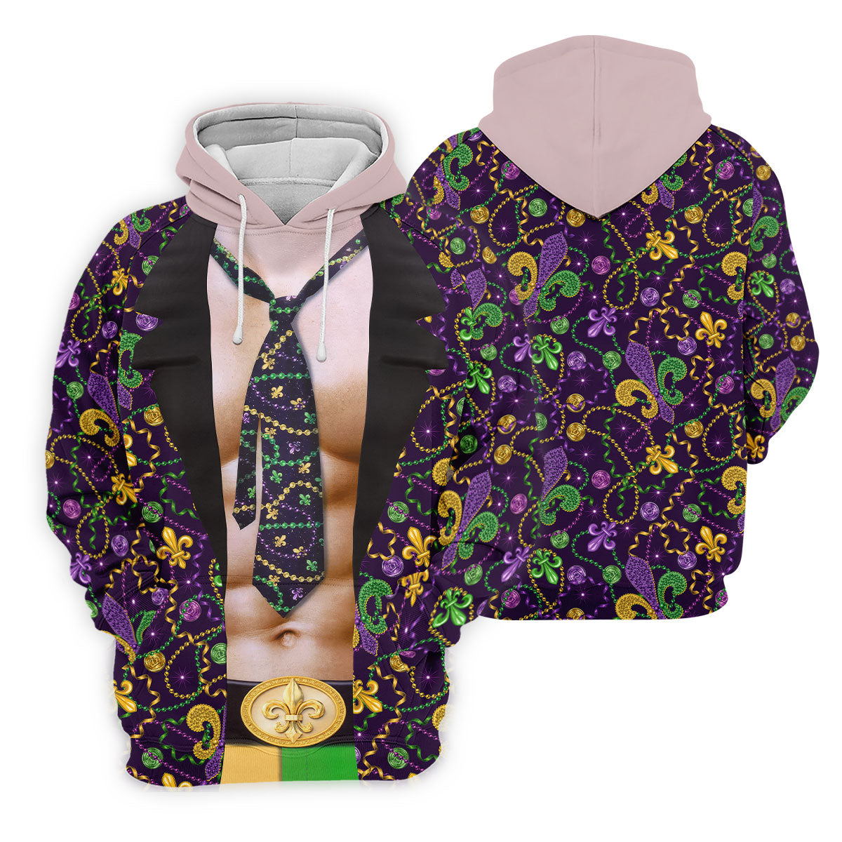 Mardi Gras Purple Green Gold Fleur De Lis Funny Costume Women's Golf Tops, Fun Women's Golf Shirts