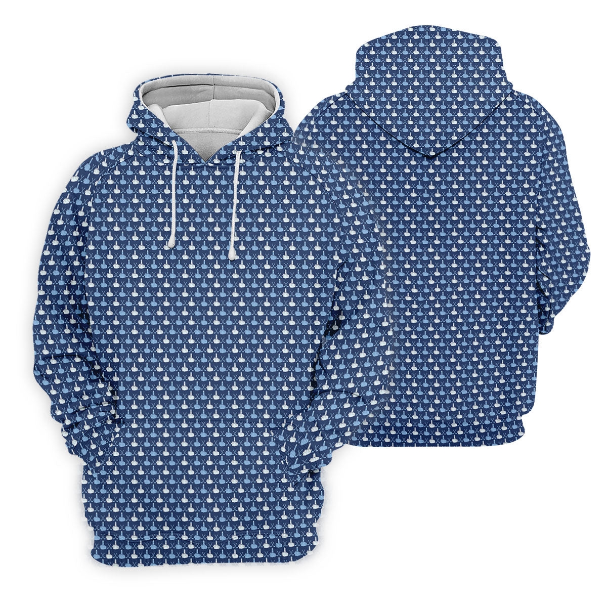 Blue Funny Middle Finger Golf Pattern Polo Shirt, Golf Polo Shirts For Men, Mens Golf Apparel