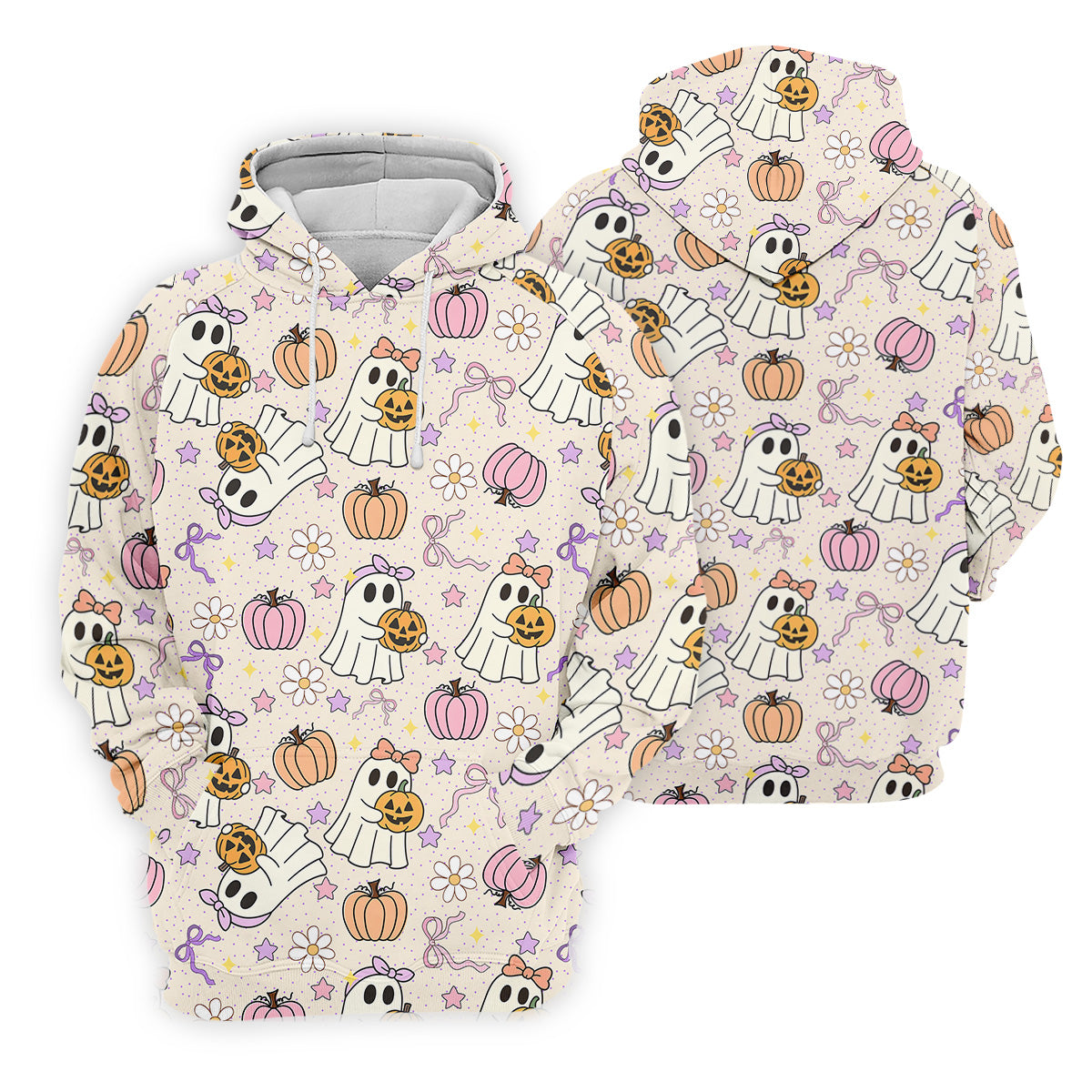 Halloween Seamless Pattern Cute Golf Shirt, Retro Halloween Ladies Golf Tops, Golf Gifts For Women