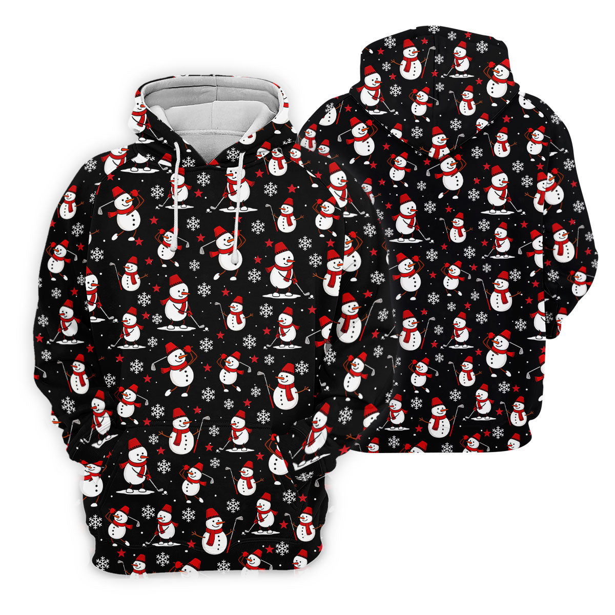 Cute Snowman Golf Pose Black Golf Shirt, Christmas Golf Shirt, Golf Shirts For Men, Golf Gift For Men