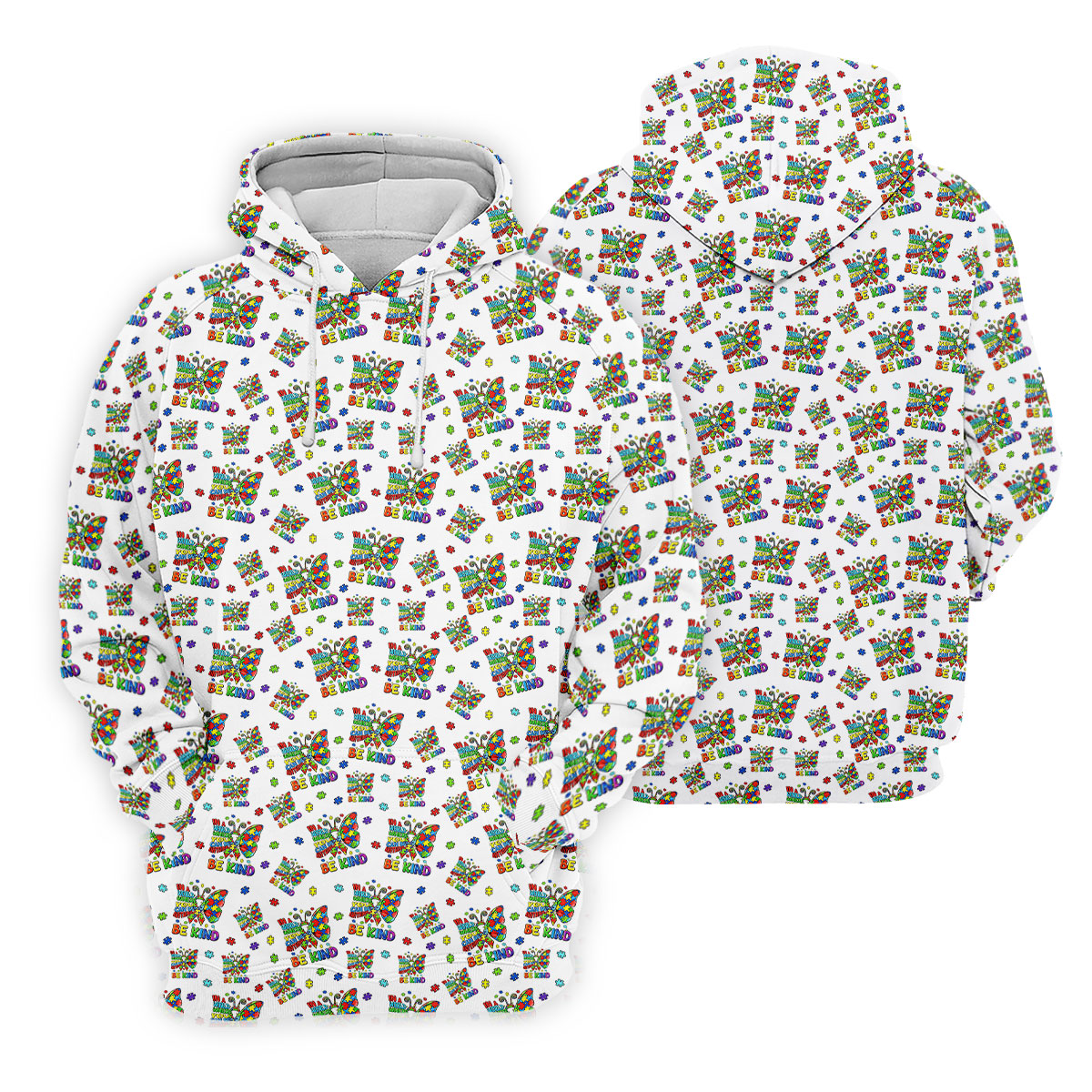 In A World Where You Can Be Anything Be Kind Rainbow Butterfly Autism Awareness White Golf Shirt, Women's Golf Tops