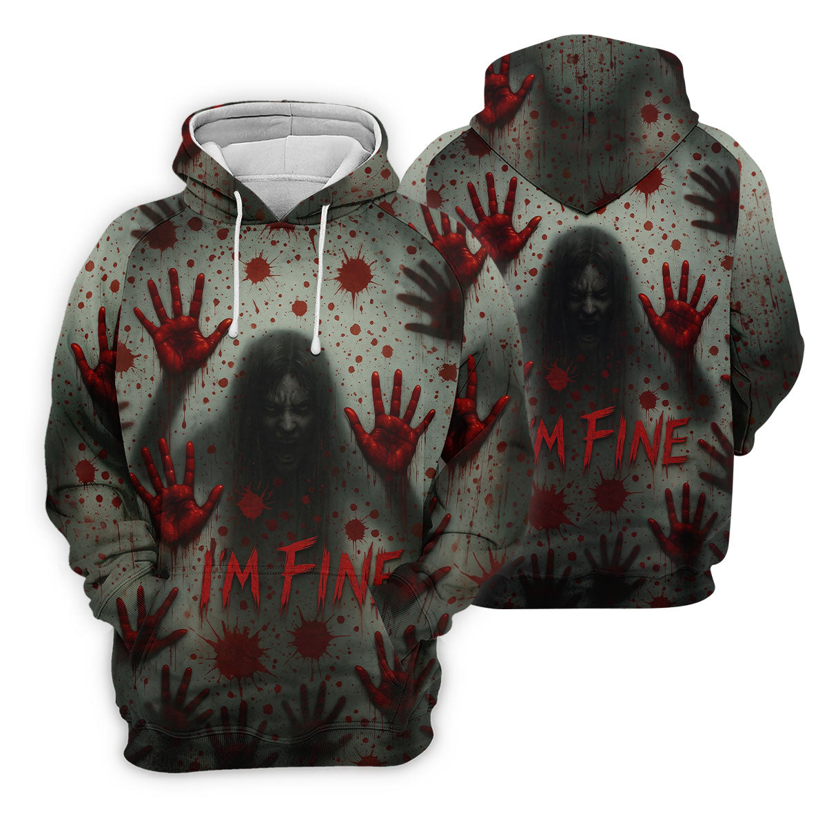 I'm Fine Horror Blood Hand Ghost Halloween Golf Polo Shirt For Women, Ladies Golf Tops