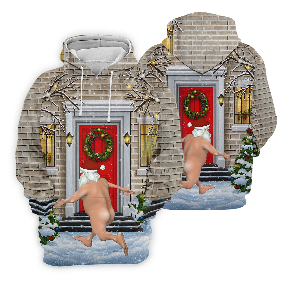 Men's Streaking Santa Doorbell Golf Shirt, Christmas Golf Shirt, Golf Apparel For Men