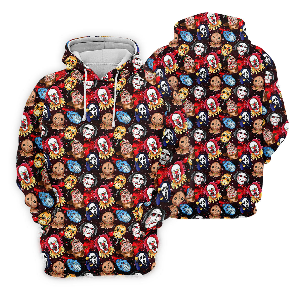 Red Galaxy Horror Character Pattern Halloween Golf Shirt, Ladies Golf Shirts, Women’s Golf Apparel