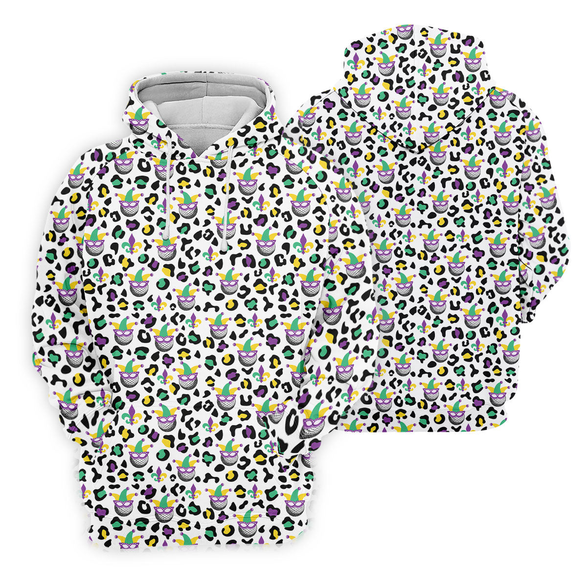 Mardi Gras Mask Leopard Spots Funny Golf Ball Women's Golf Tops, Fun Women's Golf Shirts, Ladies Golf Polos