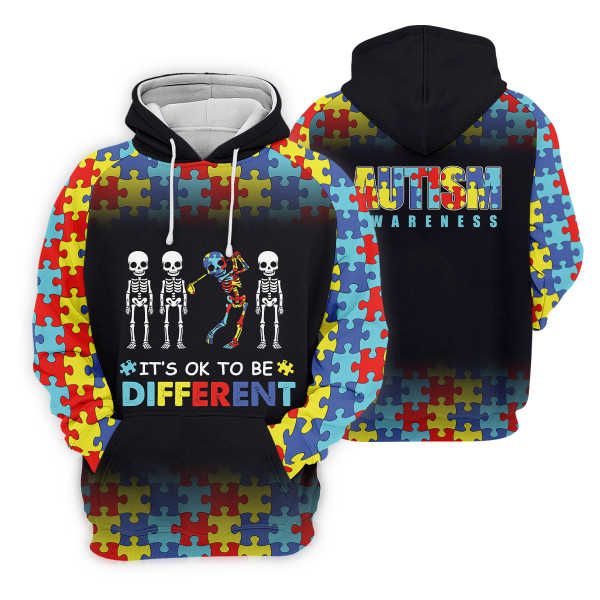 It's Ok To Be Different Women Polo Shirt, Autism Awareness Puzzle Pattern Black Fade Golf Shirts For Women, Autism Golf Shirt