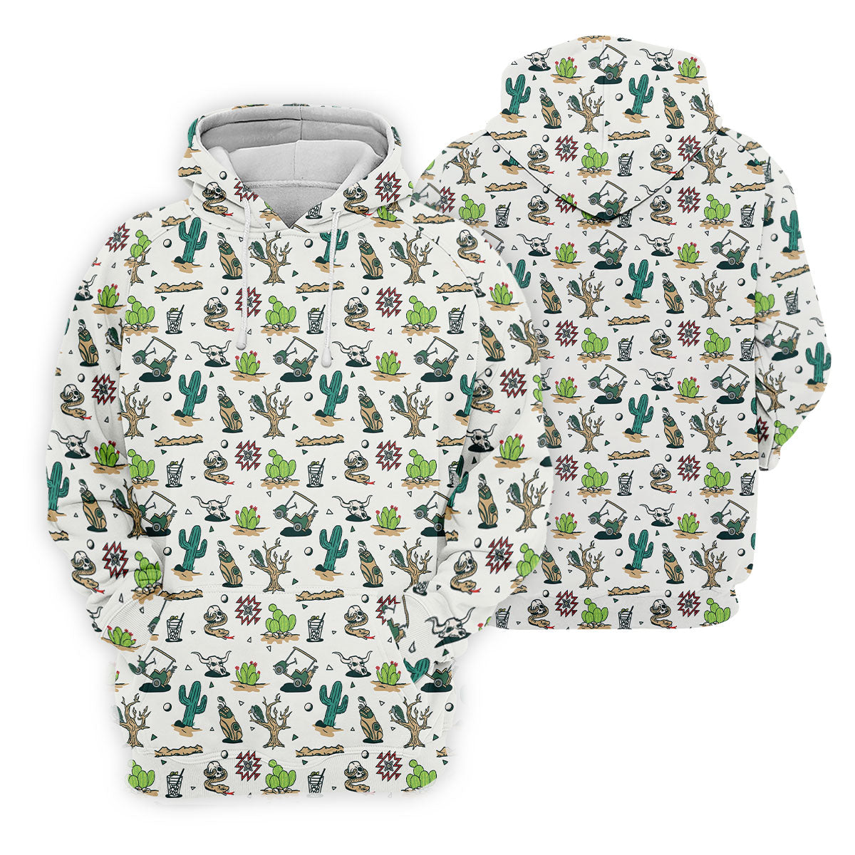 White Desert Golf Icons Pattern Golf Polo Shirt, Hawaiian Golf Shirt, Golf Polo Shirts For Men