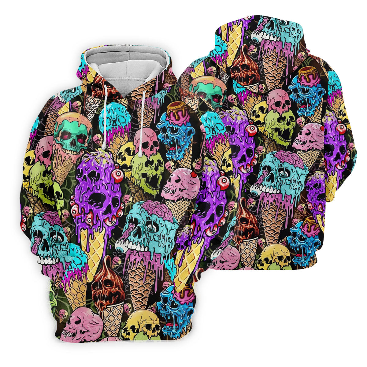 Melting Skull Ice Cream Halloween Golf Shirt, Golf Shirts For Women, Women's Golf Apparel