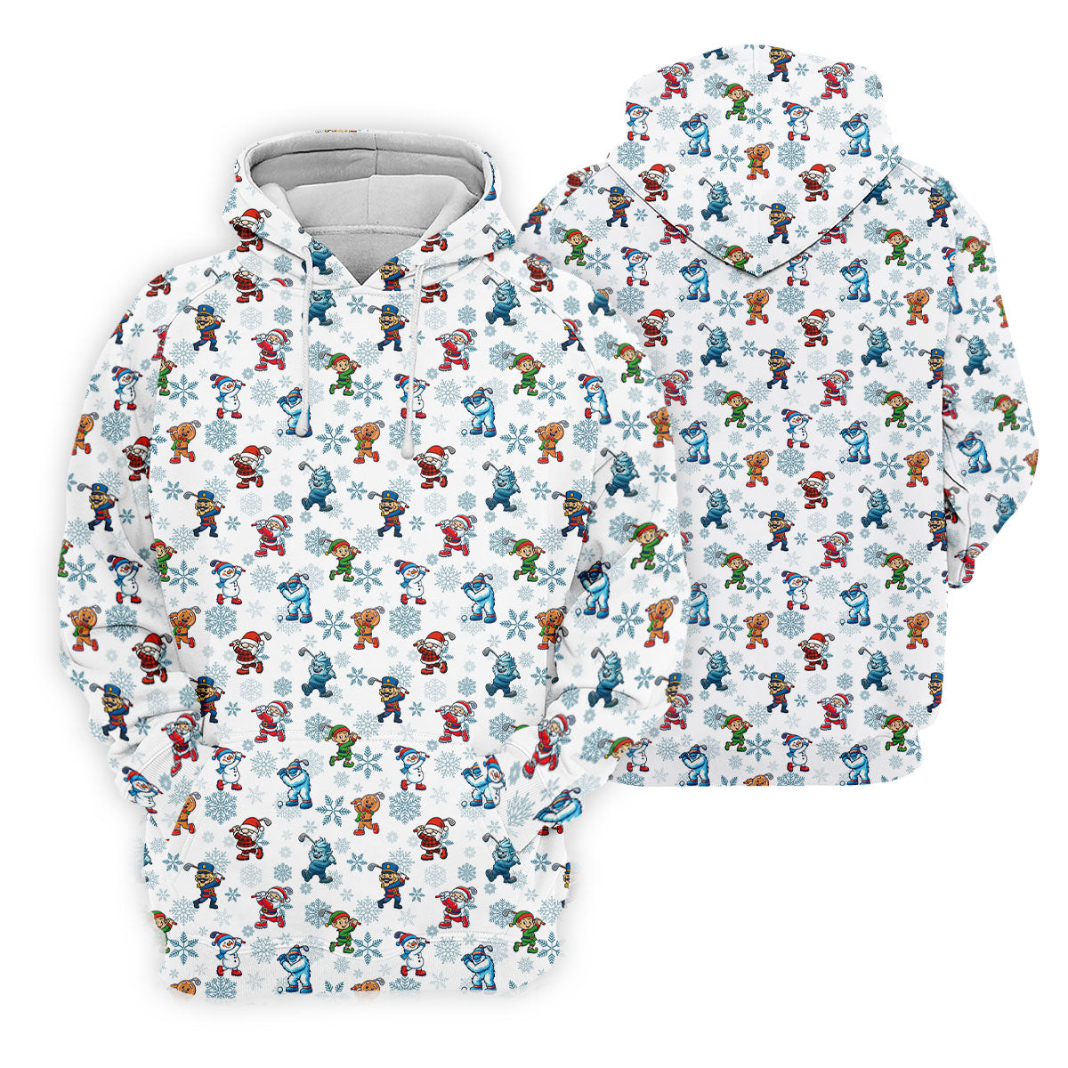 Christmas Characters Golf Pose Men's Funny Golf Shirts, Christmas Golf Shirt, Polo Shirts For Men