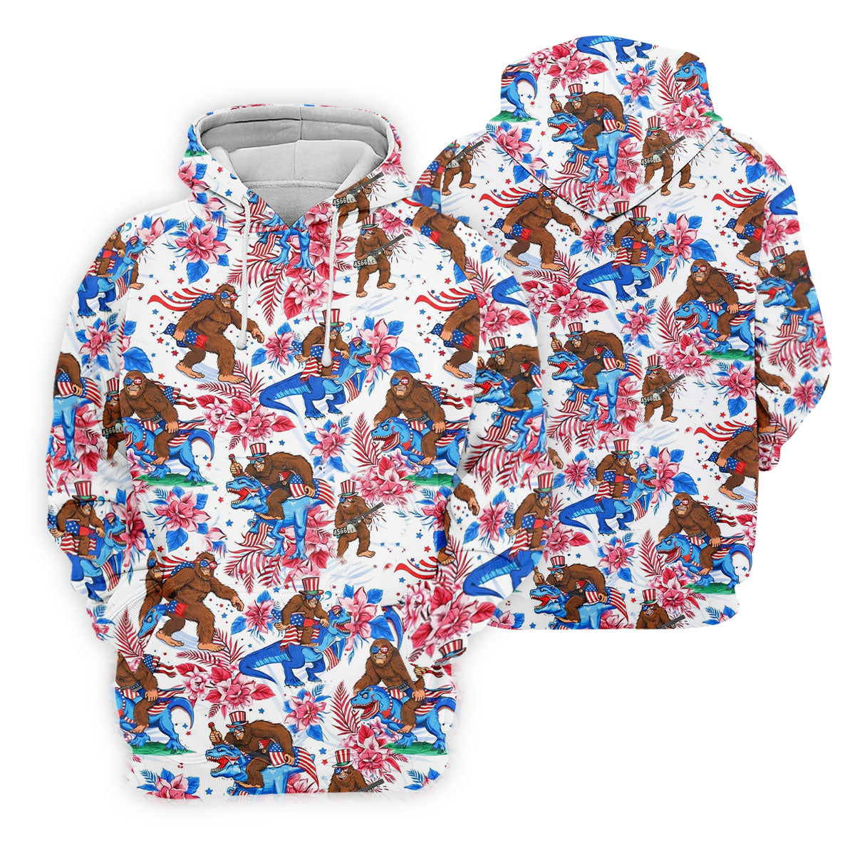 American Flag Patriotic Pride Funny Bigfoot Hawaiian Golf Shirt, 250th Anniversary Women's Golf Tops