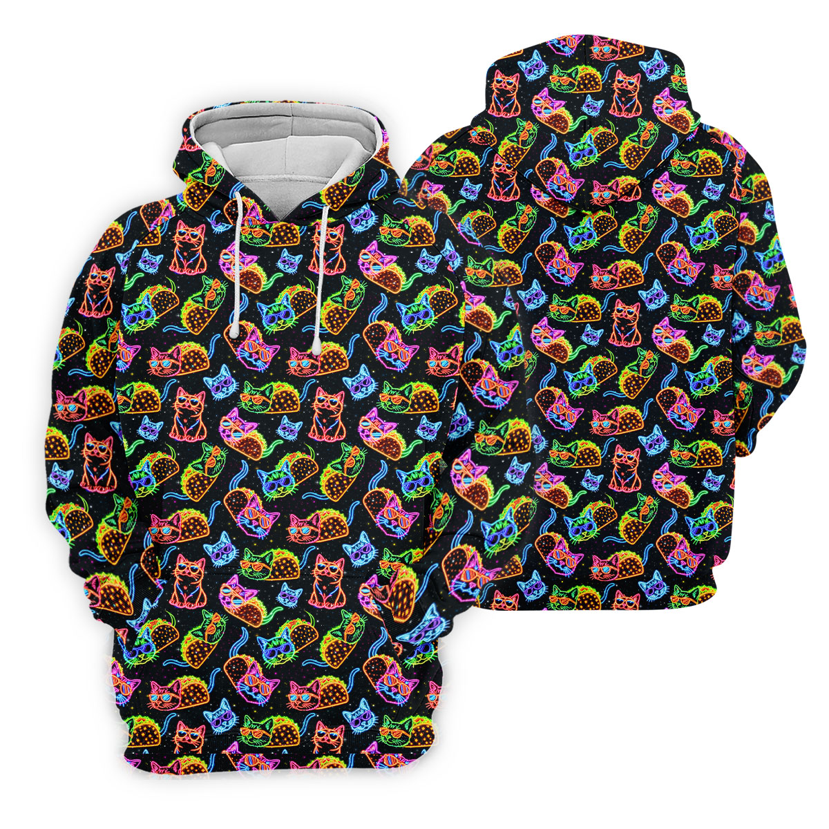 Neon Cats Tropical Vibe Women's Golf Tops, Cute Golf Outfit, Ladies Golf Shirts, Golf Shirt For Women