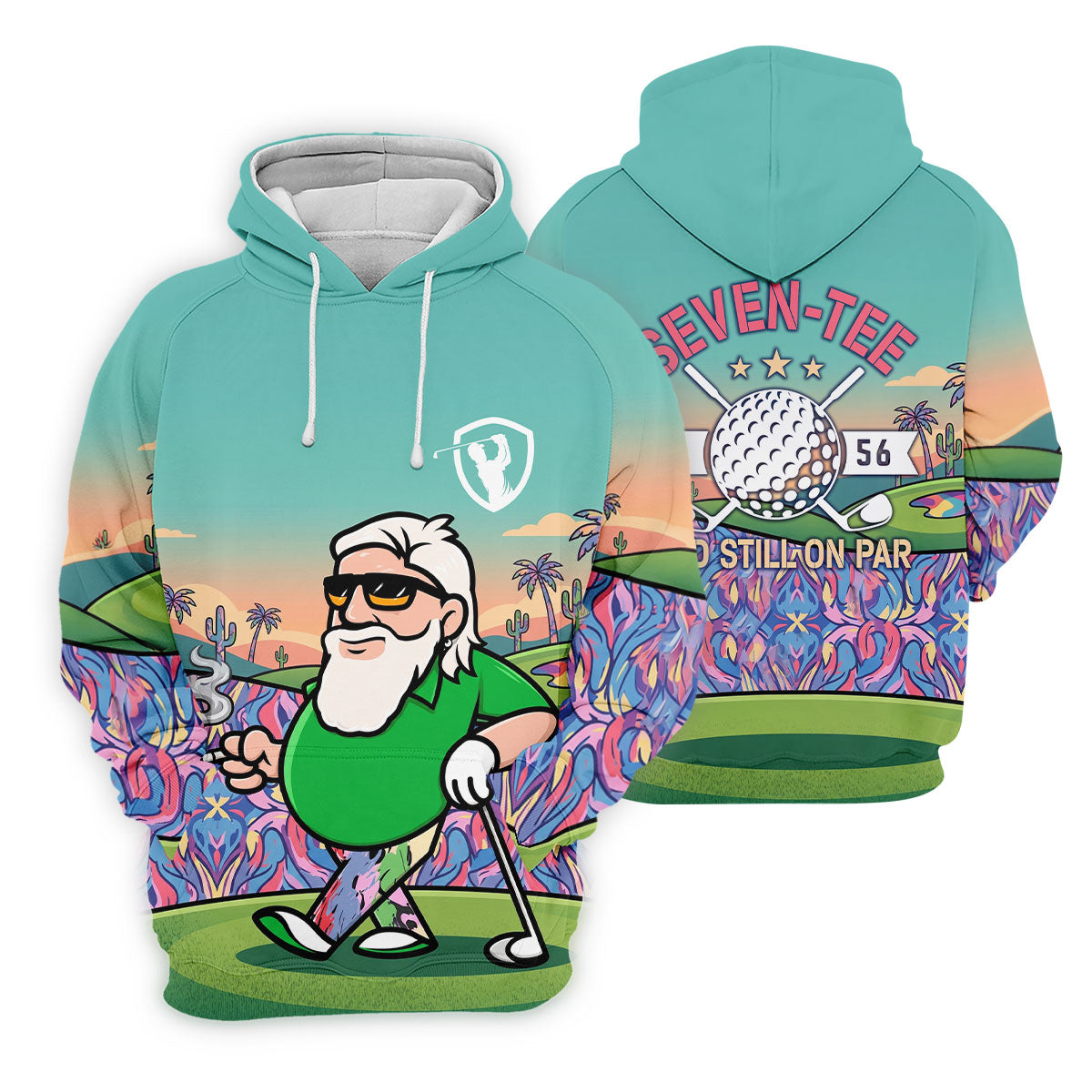 Retro Desert Bearded Golfer Women's Golf Tops, Golf Polo For Women, Women’s Golf Apparel