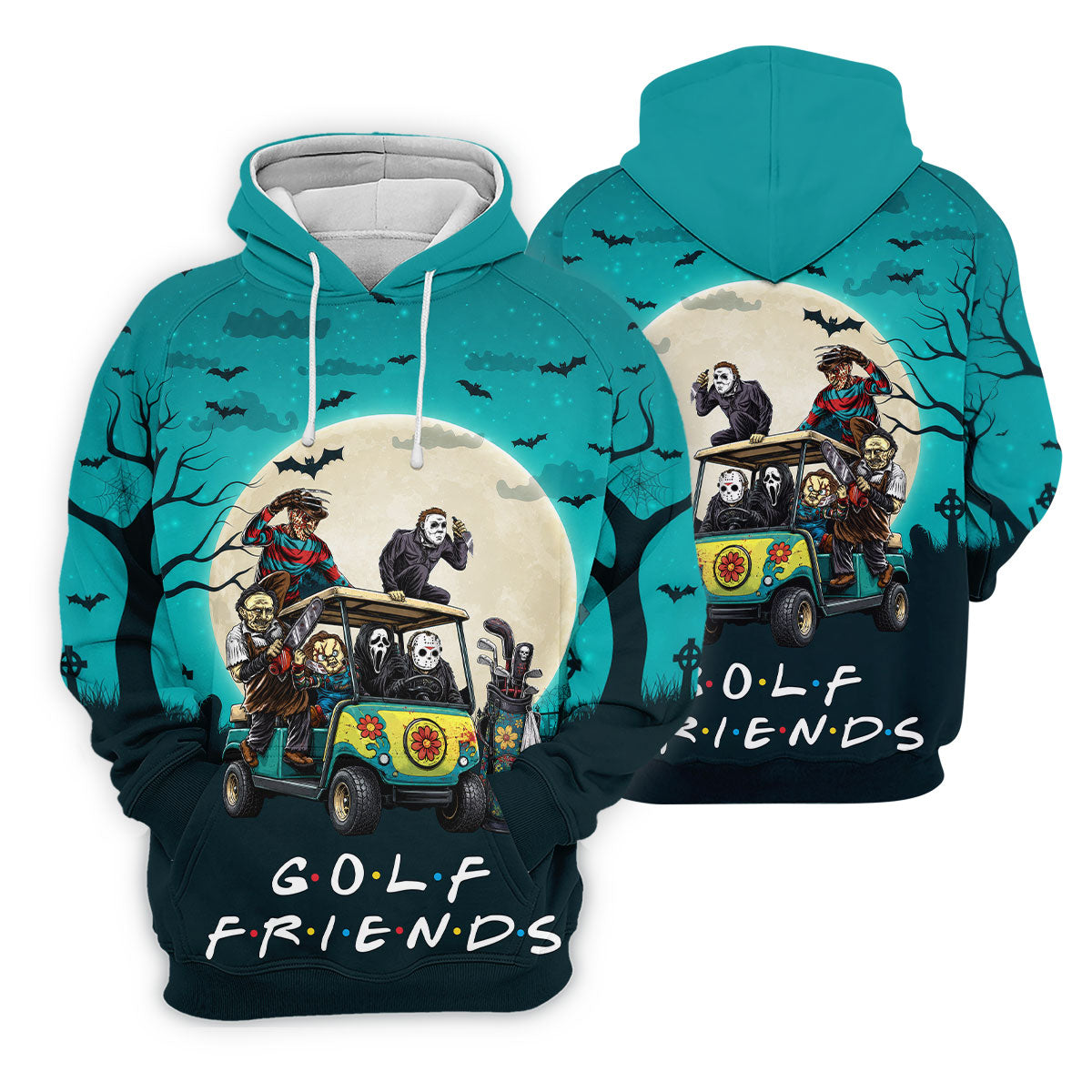Horror Character Golf Cart Halloween Polo Shirt, Golf Shirts For Women, Halloween Shirt