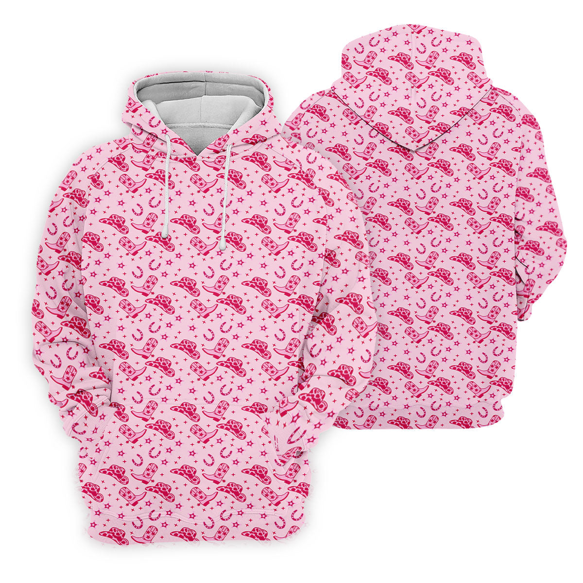 Pink Cowgirl Boots Hat Pattern Hawaiian Golf Shirt, Golf Polo For Women, Women’s Golf Apparel