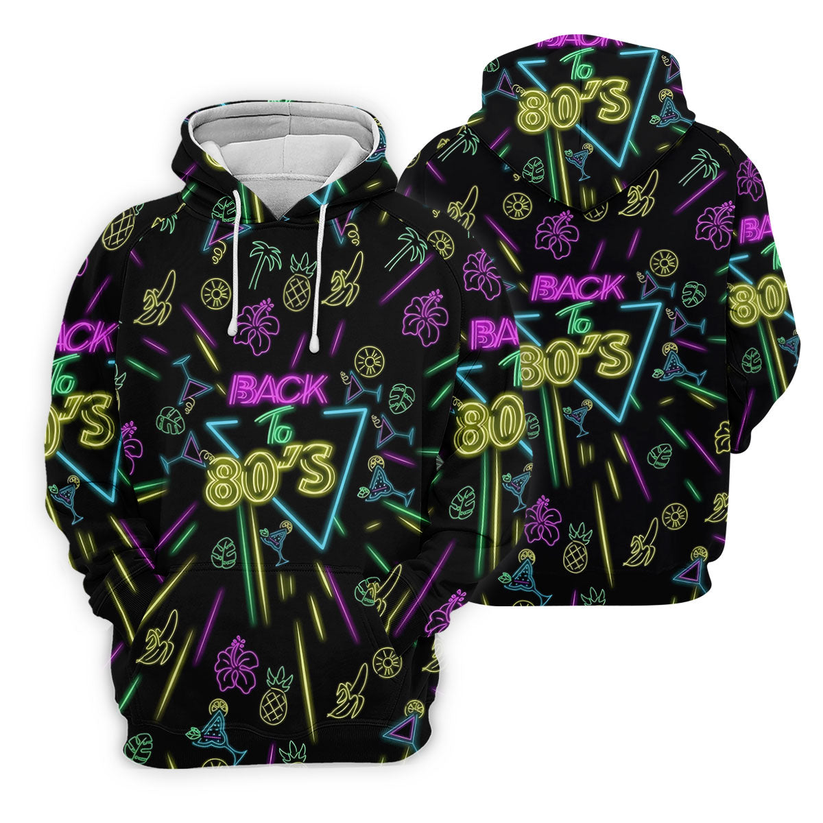 Back To 80's Neon Pattern Hawaiian Golf Shirt, Tropical Vibe Men's Funny Golf Shirts