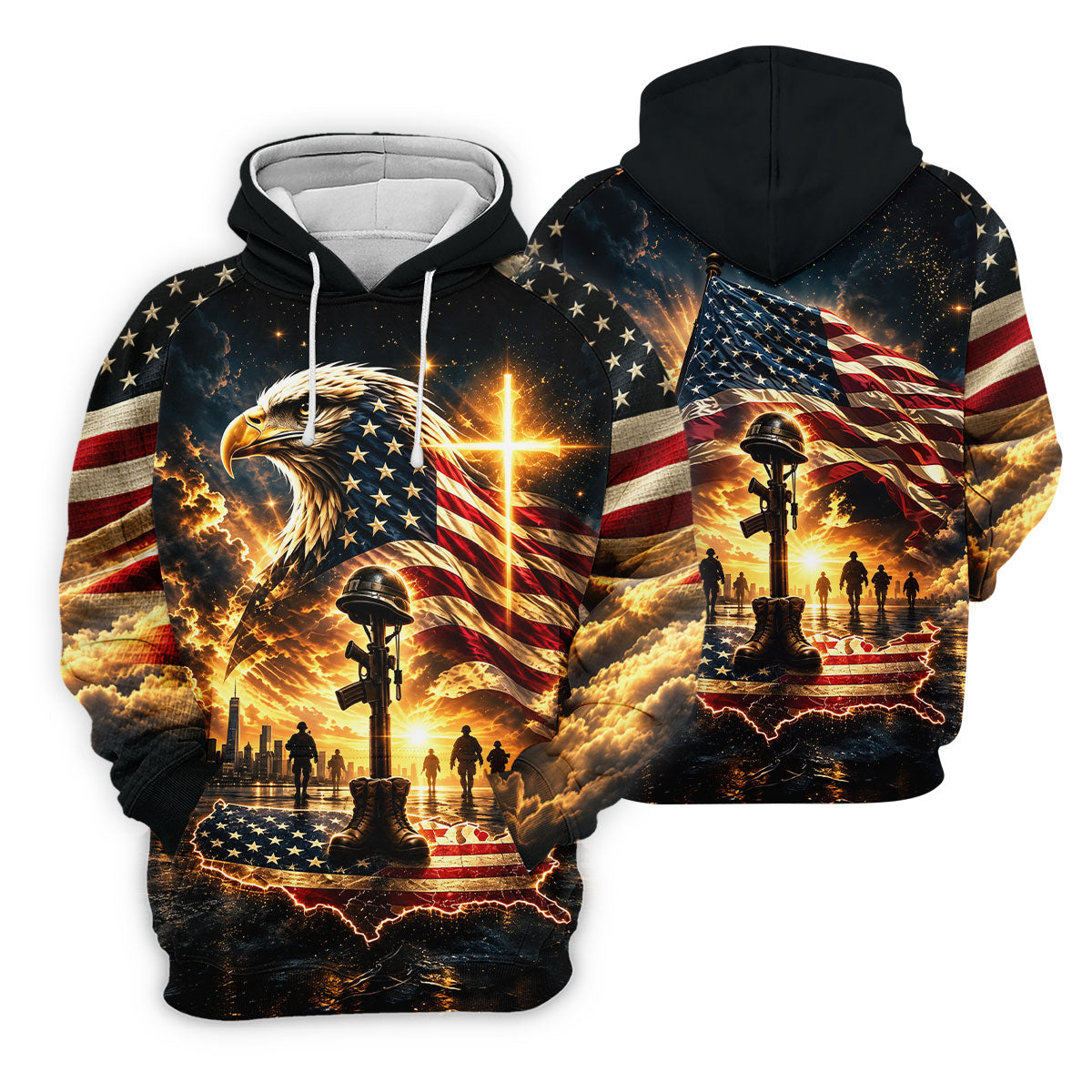 Eagle Cross Soldier Memorial Golf Polo Shirt, Veterans Day Shirt, Mens Golf Shirts