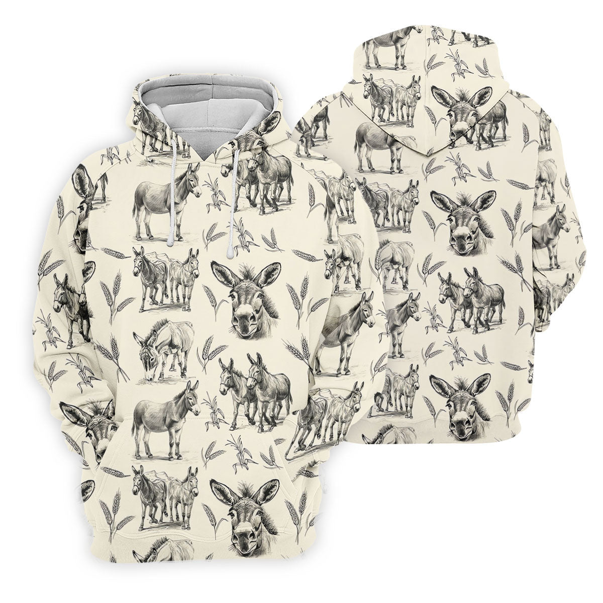 Vintage Donkey Sketch Pattern Hawaiian Golf Polo Shirt, Golf Shirts For Women, Women's Golf Apparel