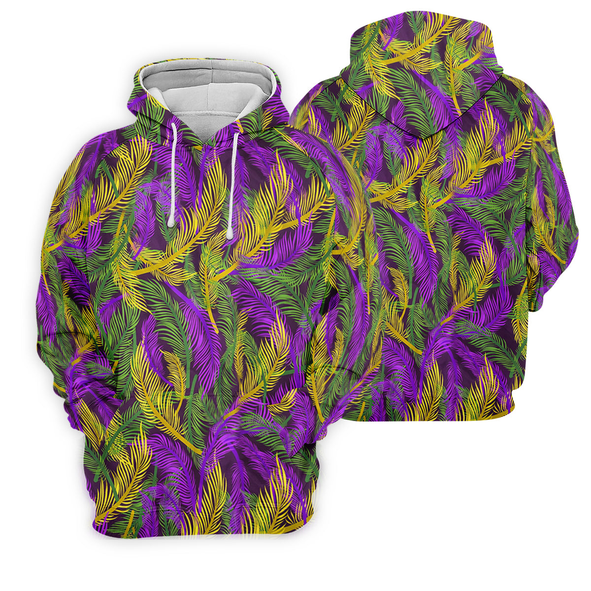 Purple Green Gold Feather Pattern Mardi Gras Golf Shirt, Golf Shirt For Women, Ladies Golf Polos