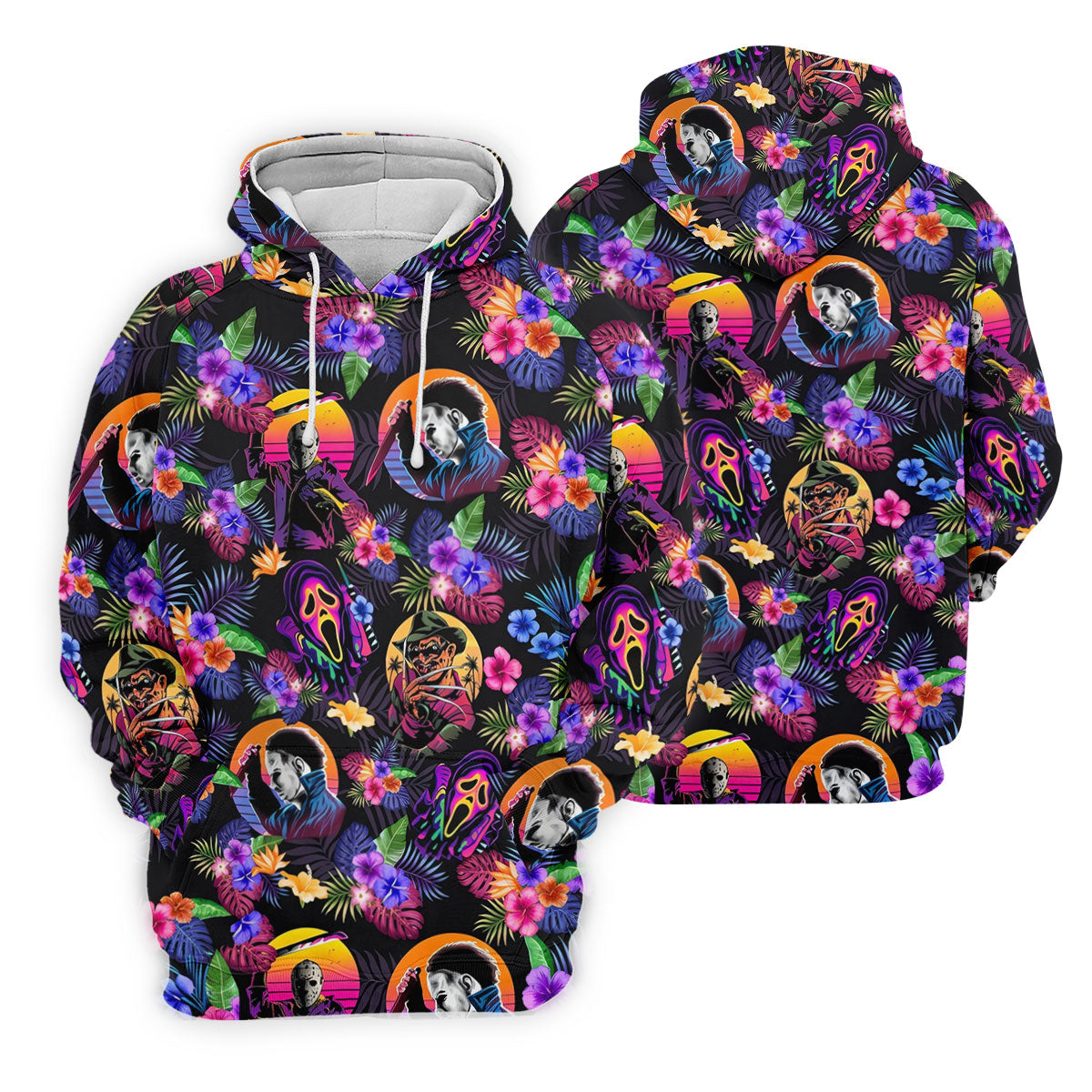 Retro Neon Horror Character Halloween Golf Shirt, Women’s Golf Polo, Printed Golf Shirt
