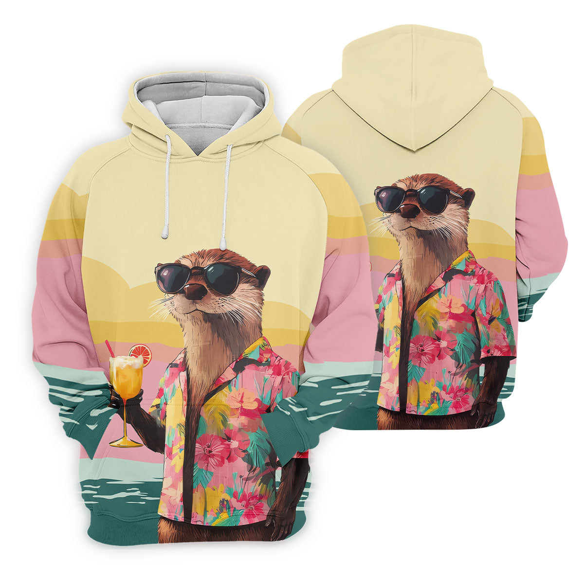 Funny Otter Tropical Theme Hawaiian Golf Shirt, Golf Shirt For Women, Golfing Apparel