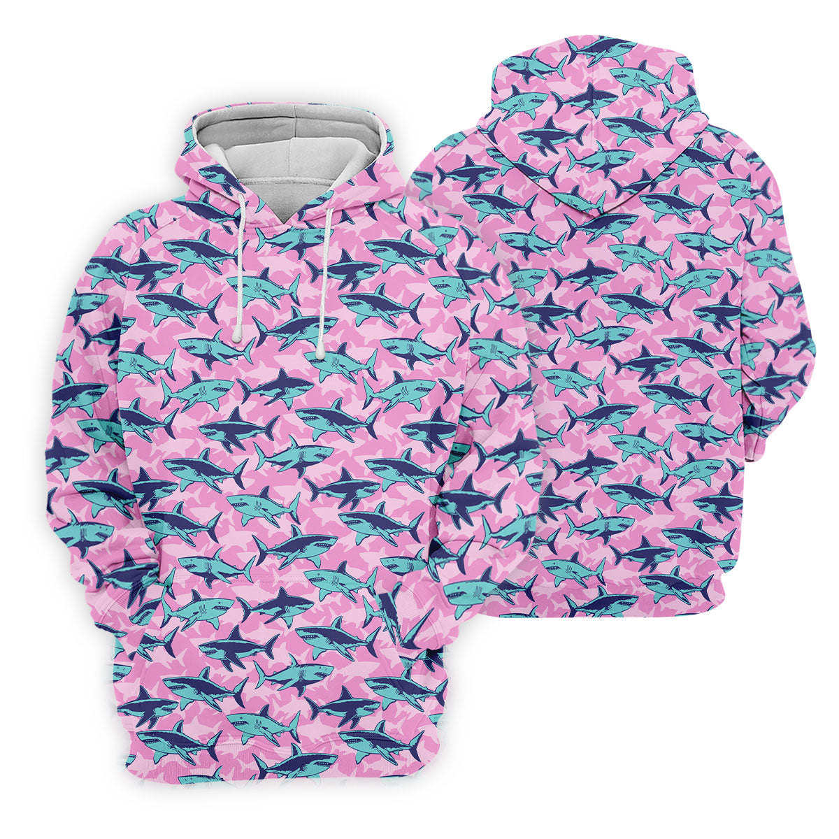 Shark Pattern Hawaiian Golf Shirt, Pink Golf Shirt, Golf Shirt For Women, Golfing Apparel