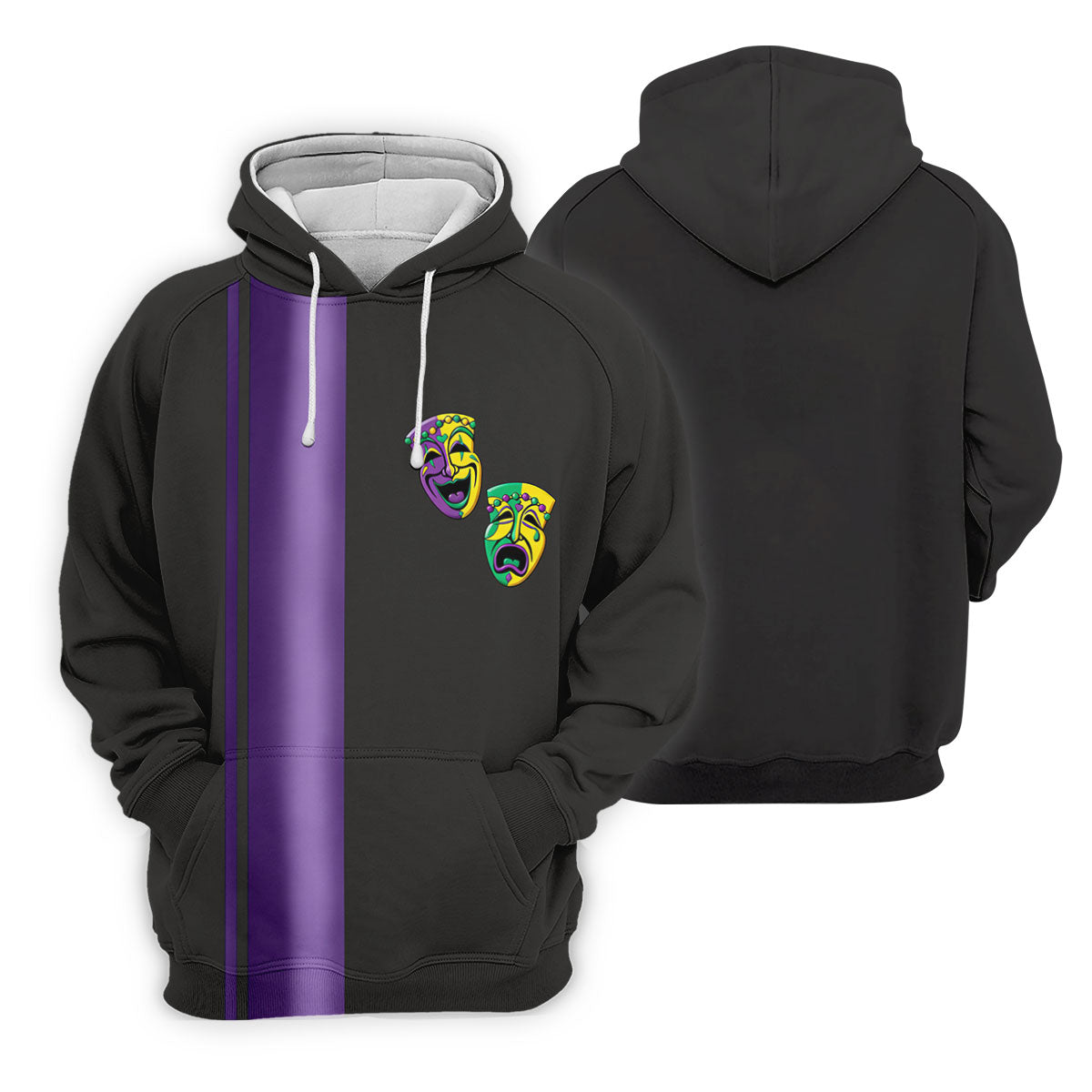 Melpomene And Thalia Theatrical Masks Purple Stripe Mardi Gras Golf Shirt, Women's Golf Tops, Ladies Golf Shirt