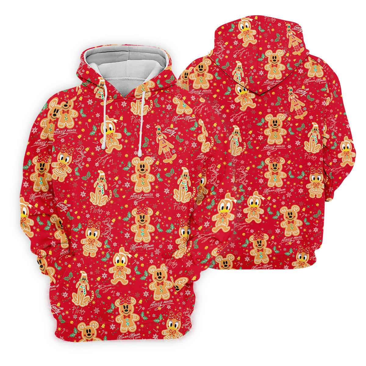 Cute Gingerbread Classic Cartoon Characters Christmas Golf Shirt, Women's Golf Tops, Ladies Golf Gift Ideas