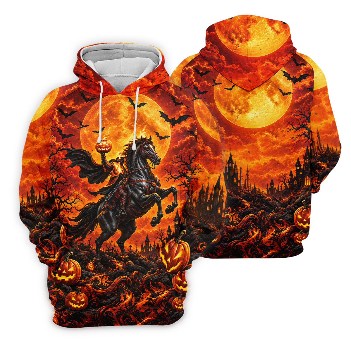 Fire Moon Rider Halloween Horror Character Polo Shirt, Golf Polo, Golf Shirts For Men
