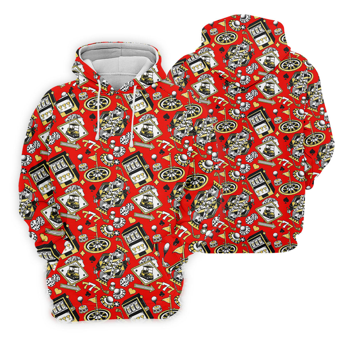 Casino Golf Pattern Red Hawaiian Golf Polo Shirt, Ladies Golf Shirt, Women's Golf Apparel