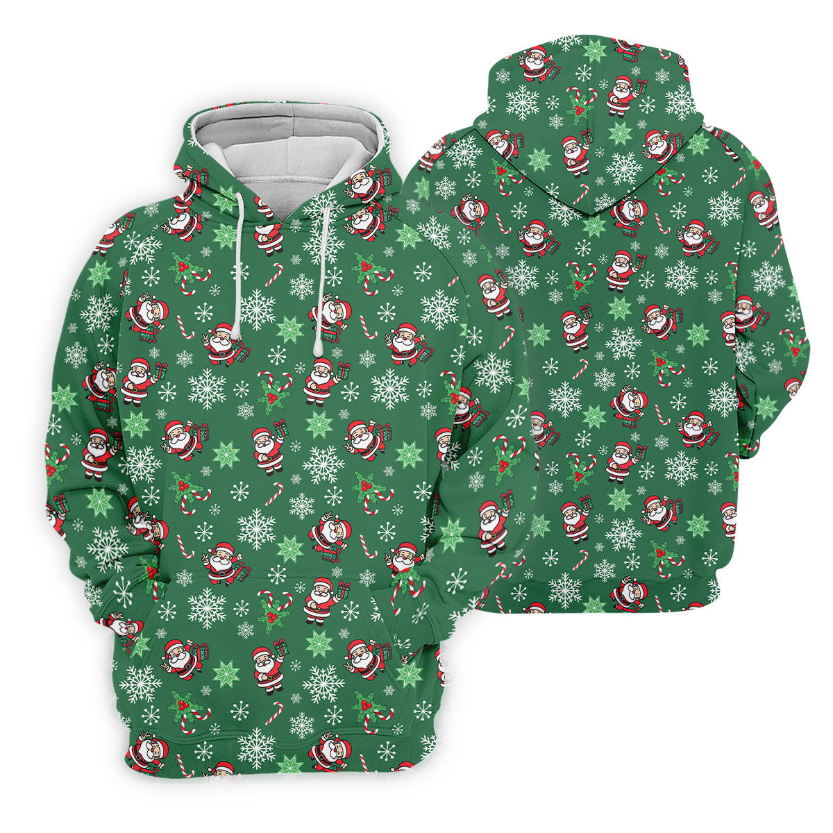 Santa Claus Pattern Christmas Green Golf Tops For Men, Christmas Golf Shirt, Polo ShirtFor Men
