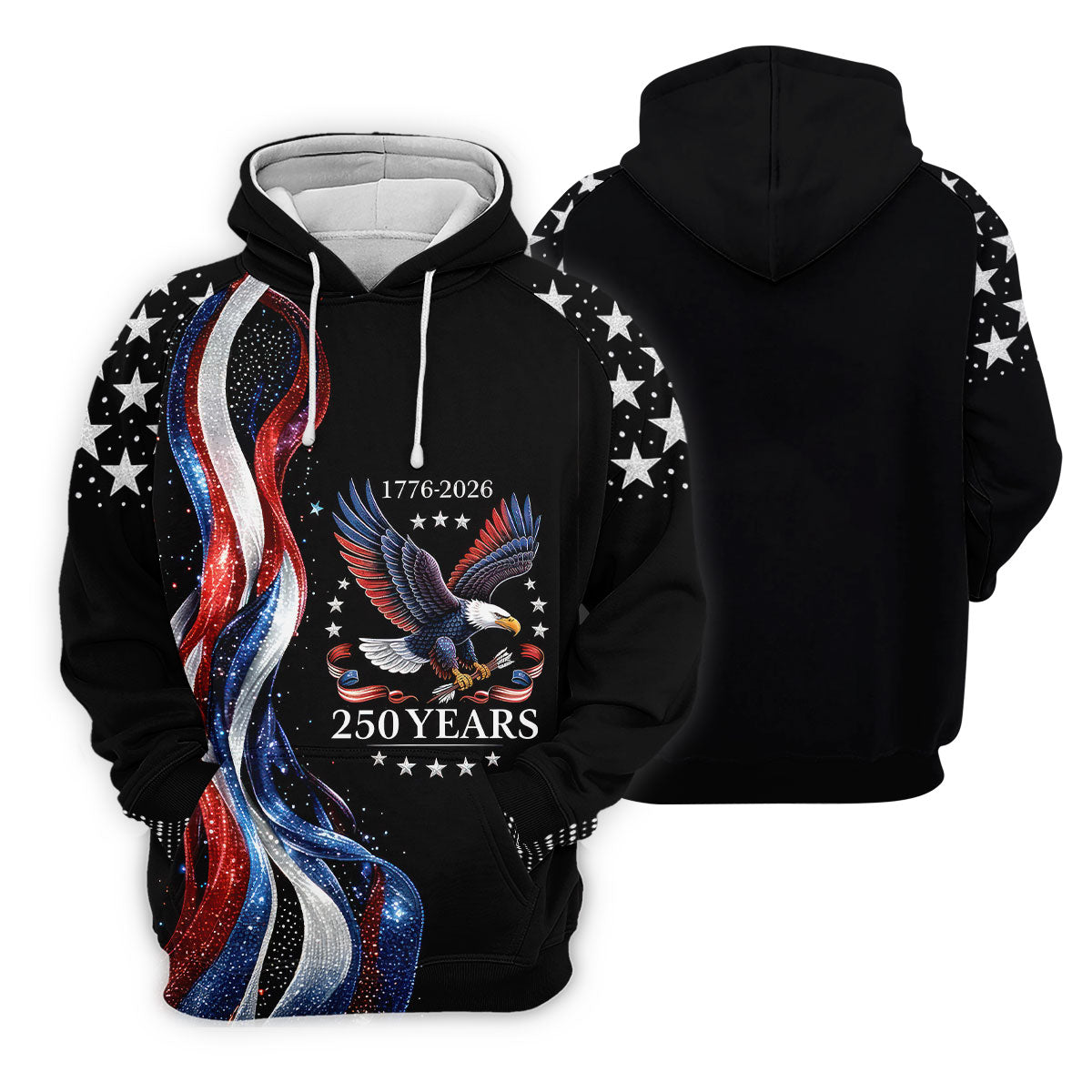 USA 250th Anniversary Bald Eagle Galaxy Art Golf Shirt, Patriotic 4th Of July Golf Shirts For Men