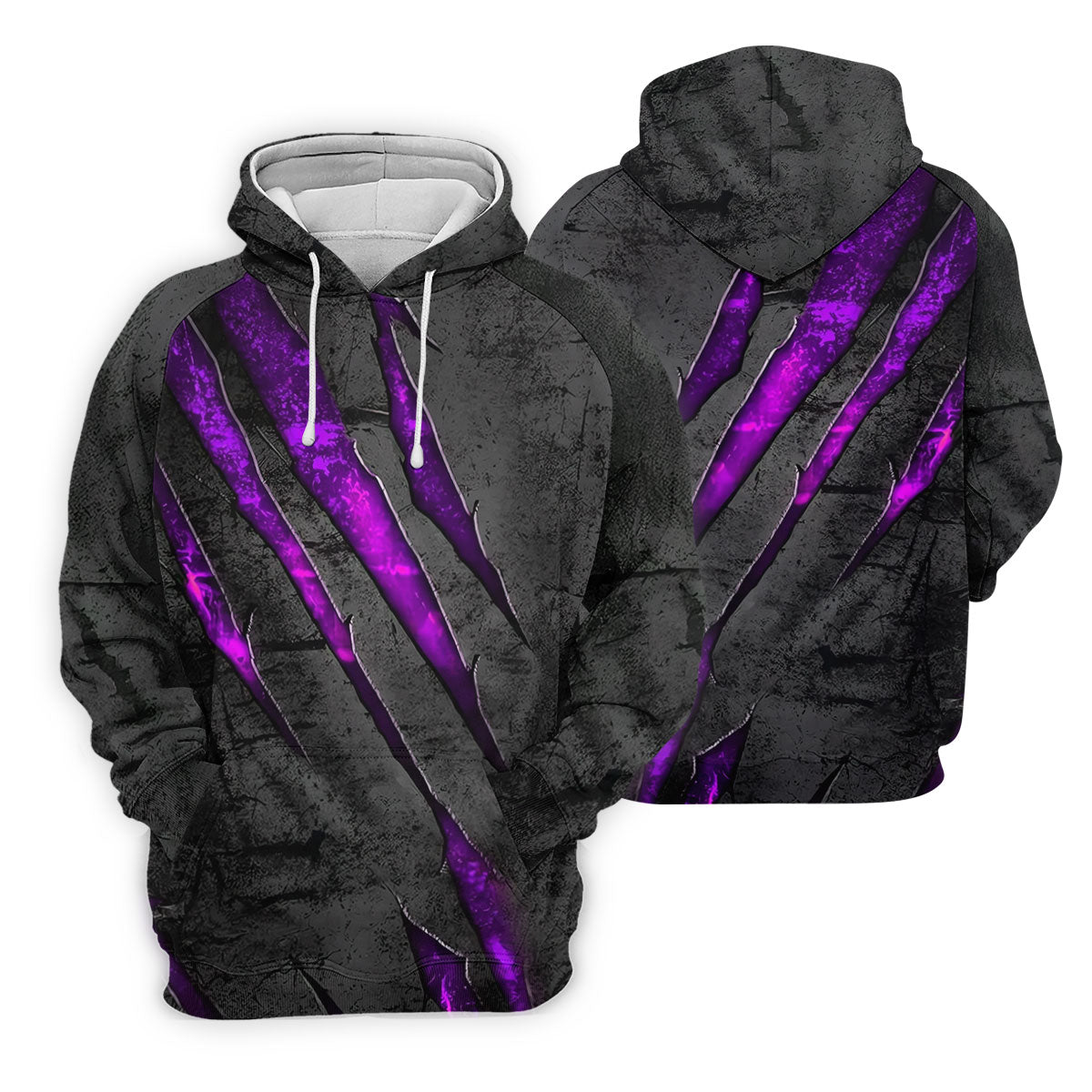 Purple Claw Marks Hawaiian Golf Shirt, Scratch Print Men's Golf Shirt, Polo Shirts For Men