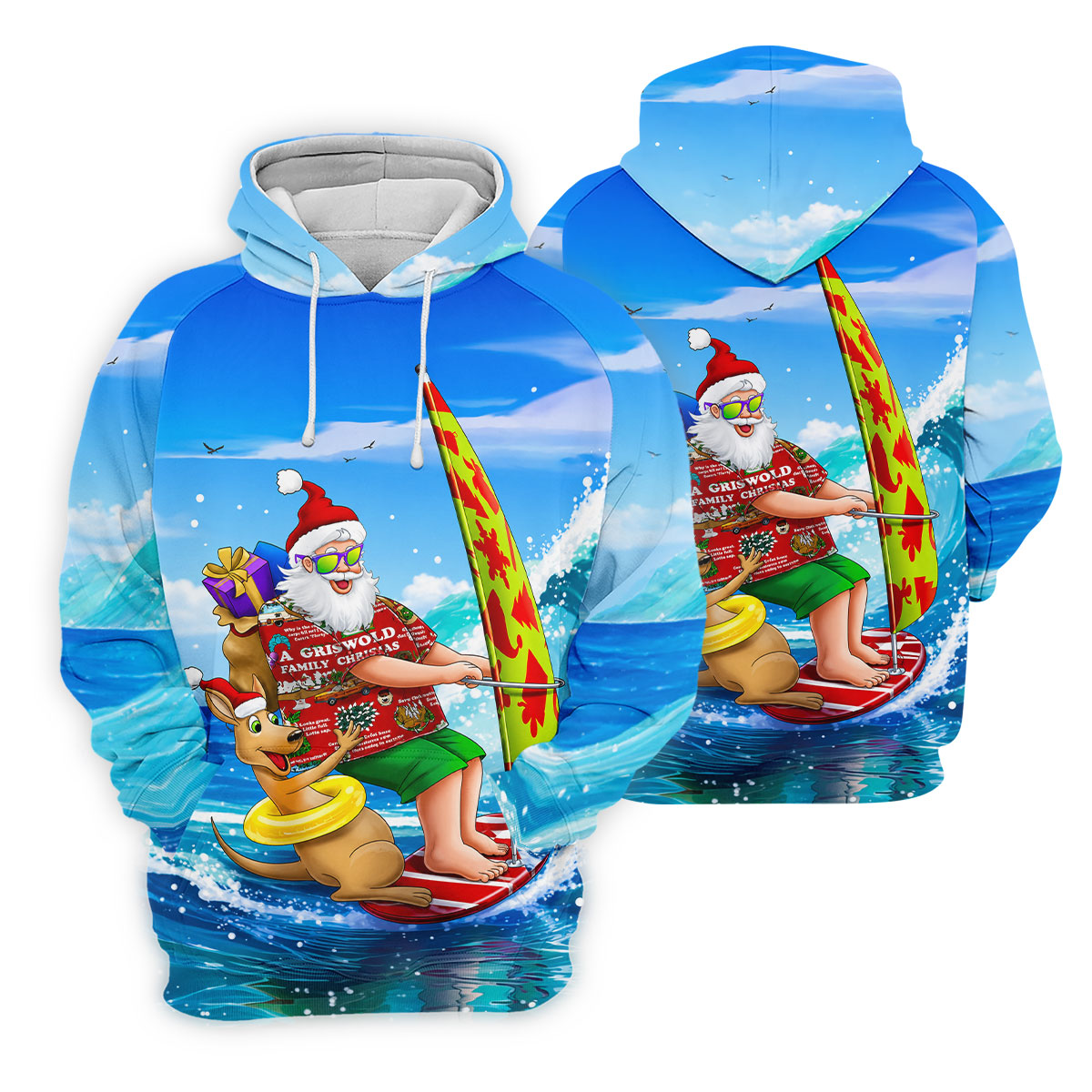 Santa And Reindeer Beach Surfing Christmas Golf Shirt, Men's Golf Shirt, Hawaiian Golf Shirt