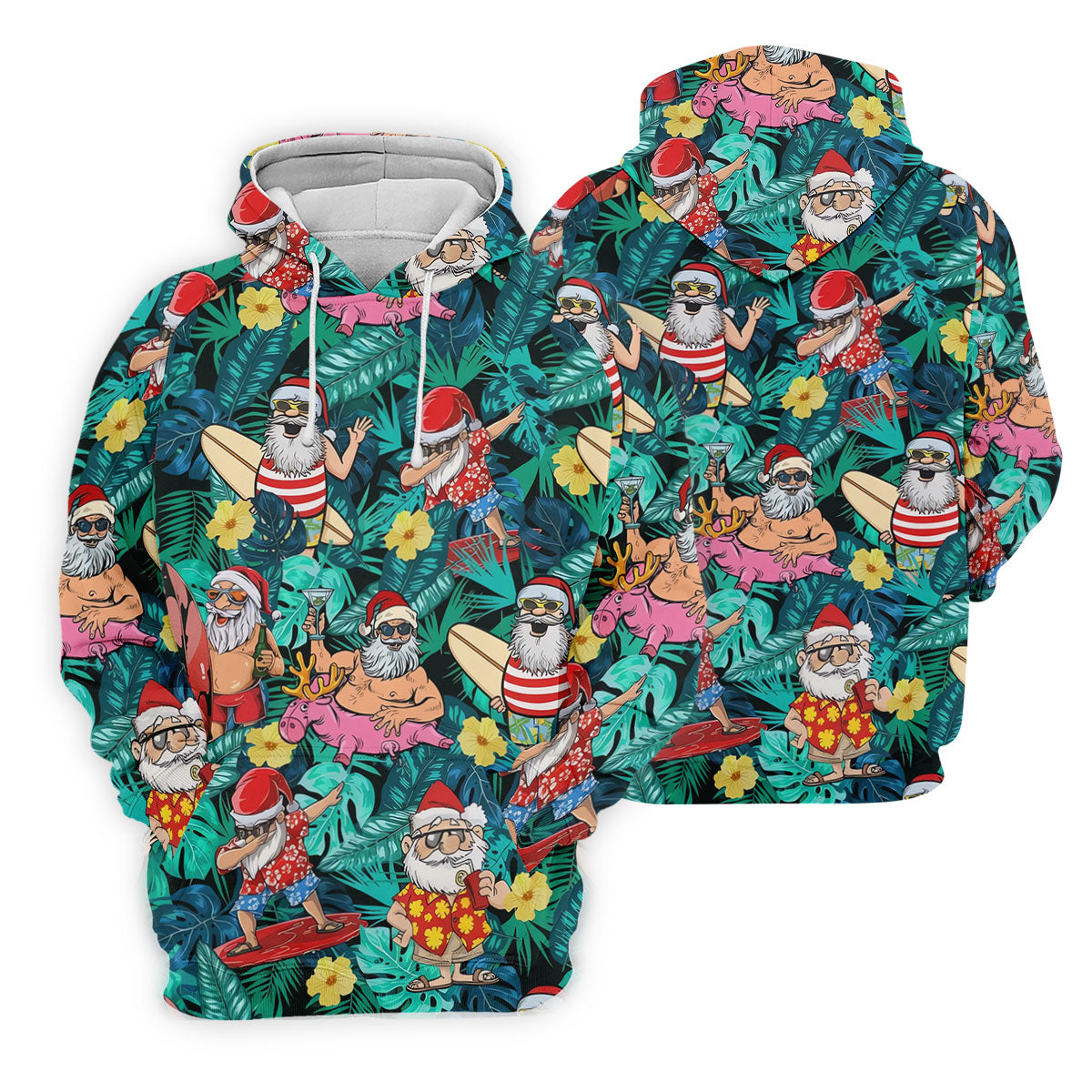 Men's Funny Santa Pool Float Golf Shirt, Christmas Golf Shirt, Golf Apparel For Men