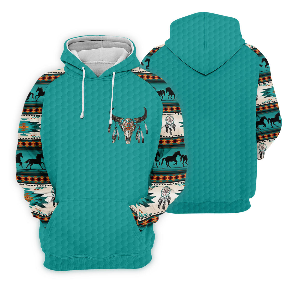 Turquoise Southwestern Bull Skull Golf Polo Shirt, Golf Tops For Women, Hawaiian Golf Shirt