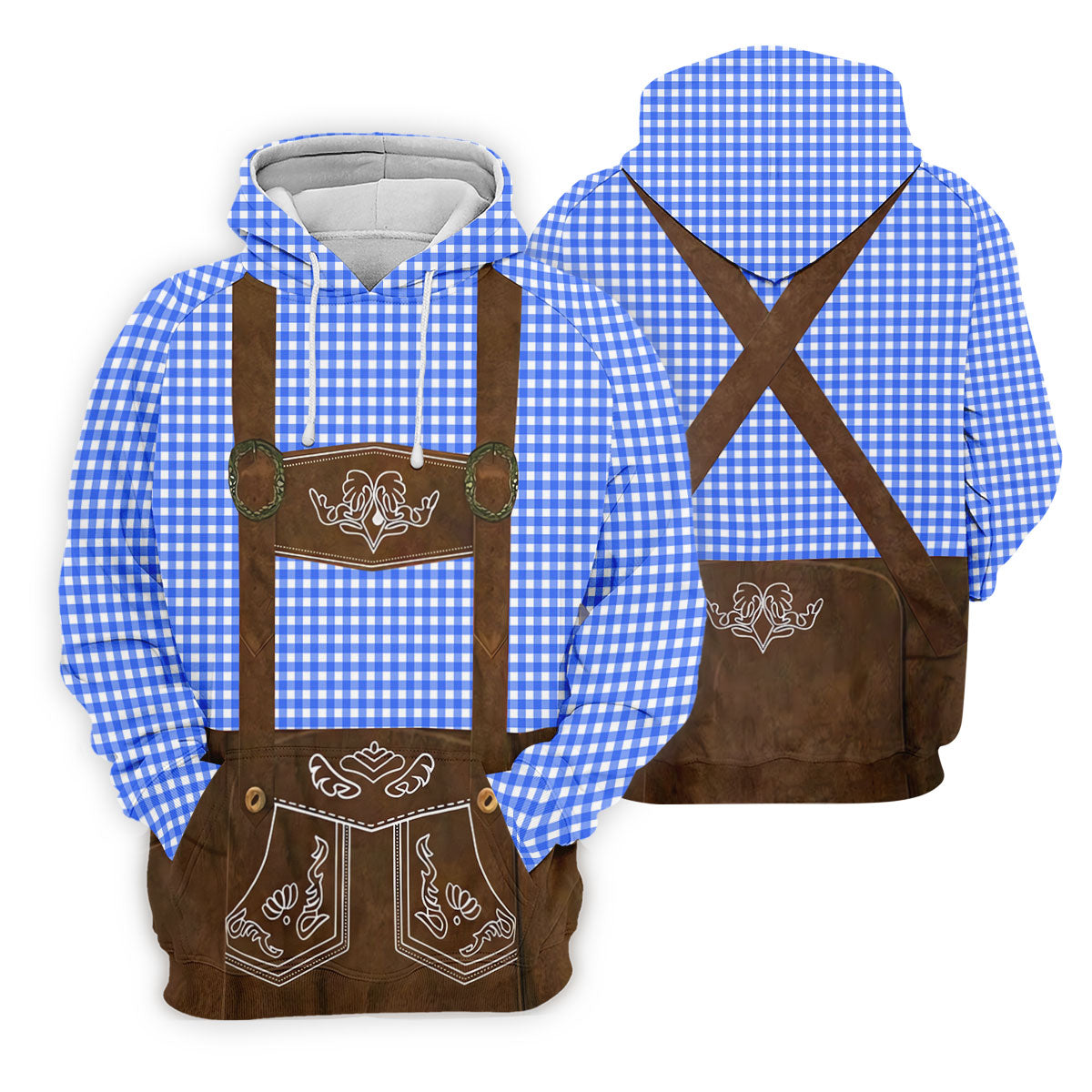 Blue Oktoberfest Lederhosen Illusion Sleeveless Golf Polo, Golf Shirts For Men, Mens Golf Apparel