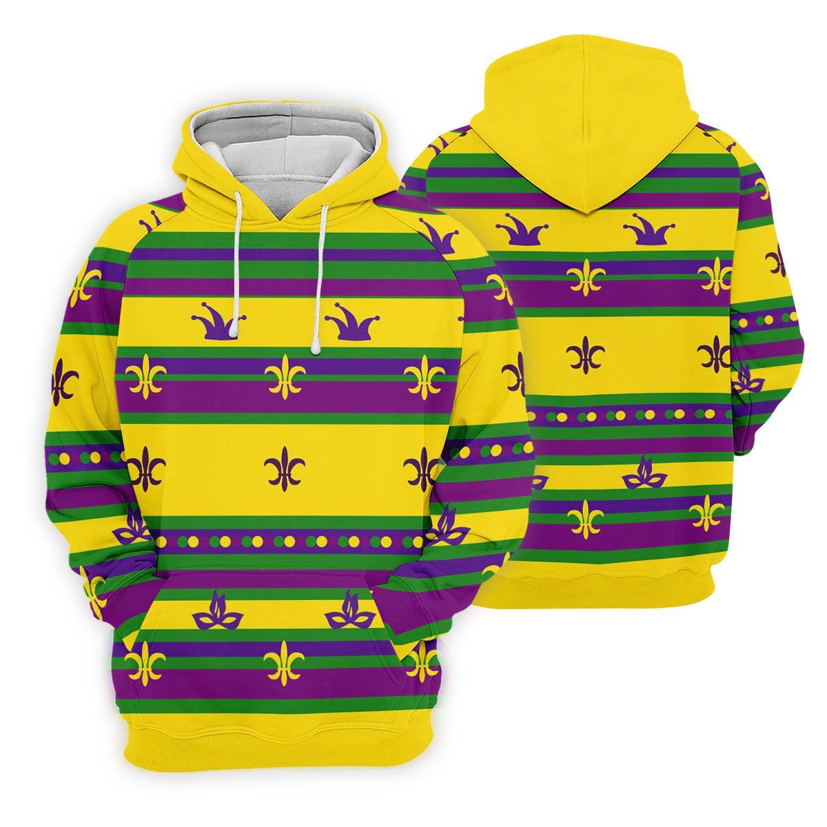 Mardi Gras Fleur De Lis Purple Green Gold Horizontal Stripes Women's Golf Shirts, Ladies Golf Polos
