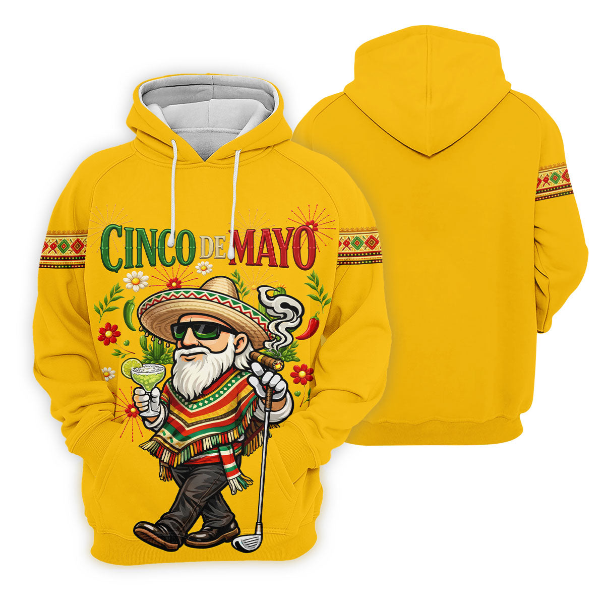 Margarita Man Cinco De Mayo Celebration Yellow Golf Shirt, Fiesta Theme Golf Shirts For Men