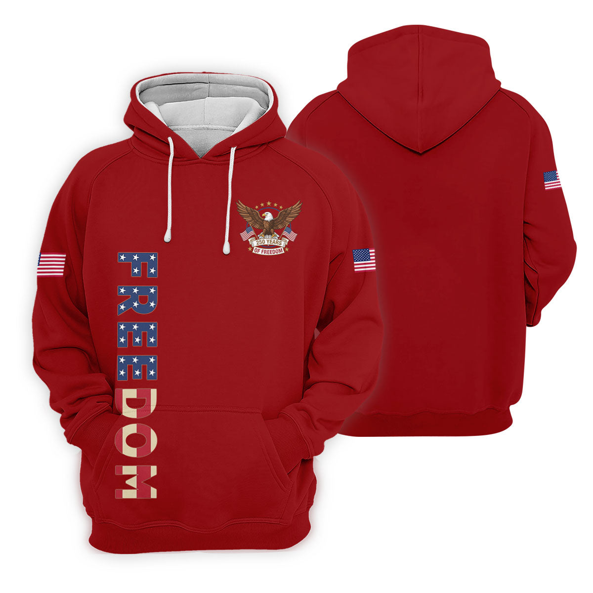 250 Years Of Freedom US Flag Logo Red Golf Shirt, Patriotic 4th Of July Golf Shirts For Men
