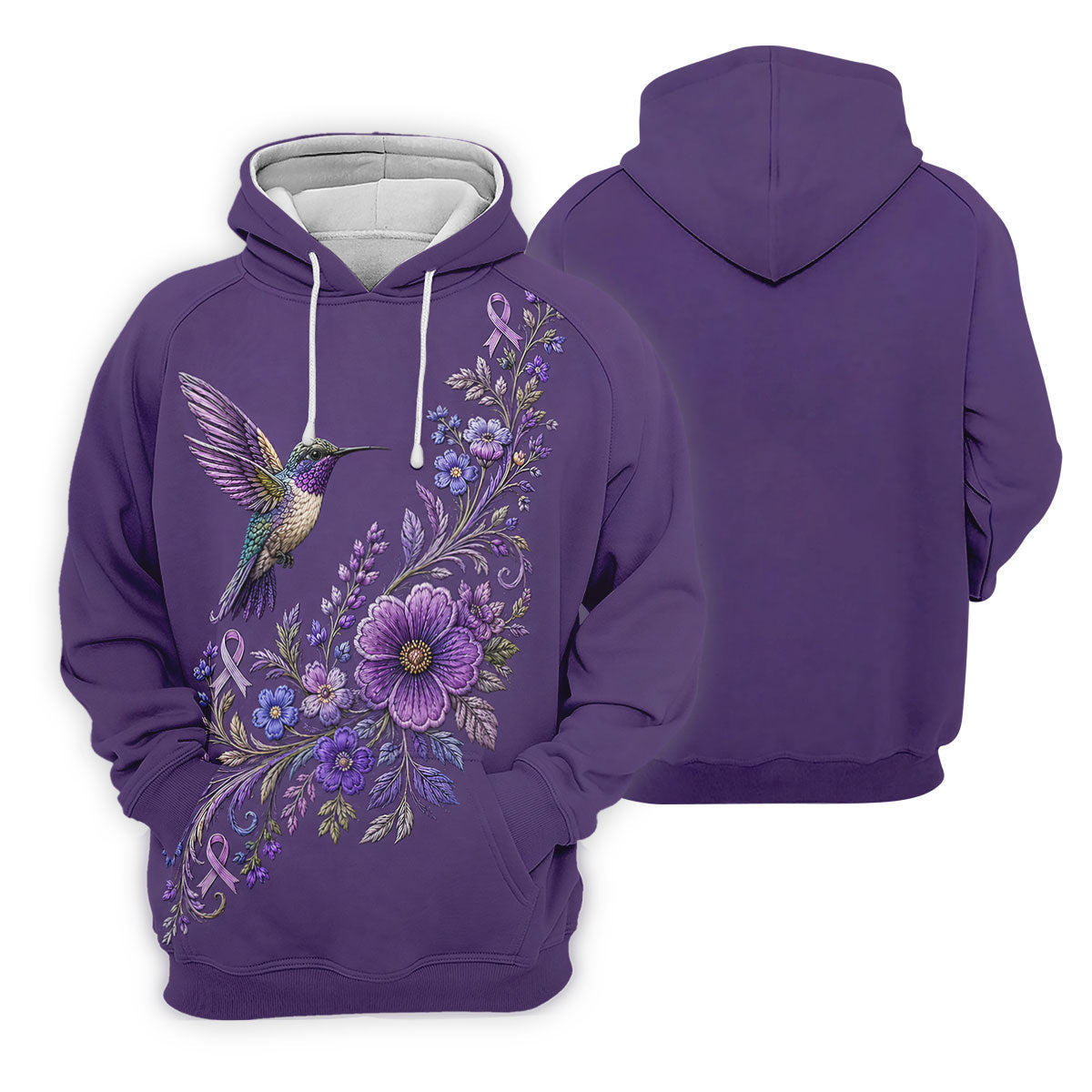 Cancer Awareness Purple Ribbon Floral Polo Shirt, Womens Golf Polo, Golf Shirts For Women