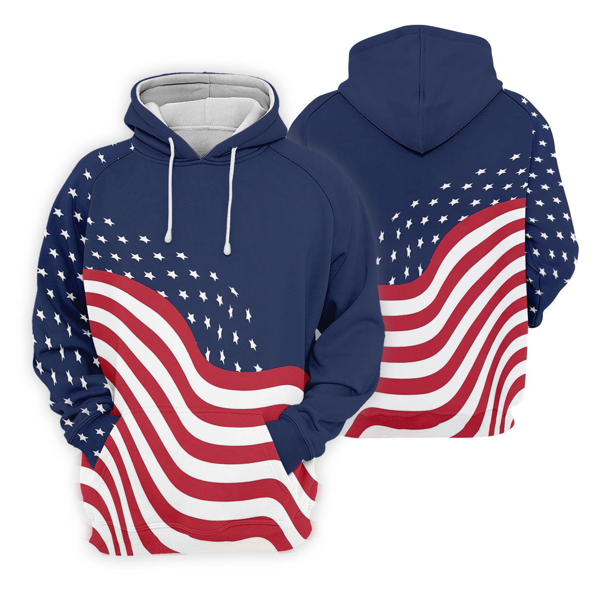 Red White Blue Wavy Stripes And Stars 4th Of July Patriotic Golf Shirt, 250 Years Golf Shirts For Men