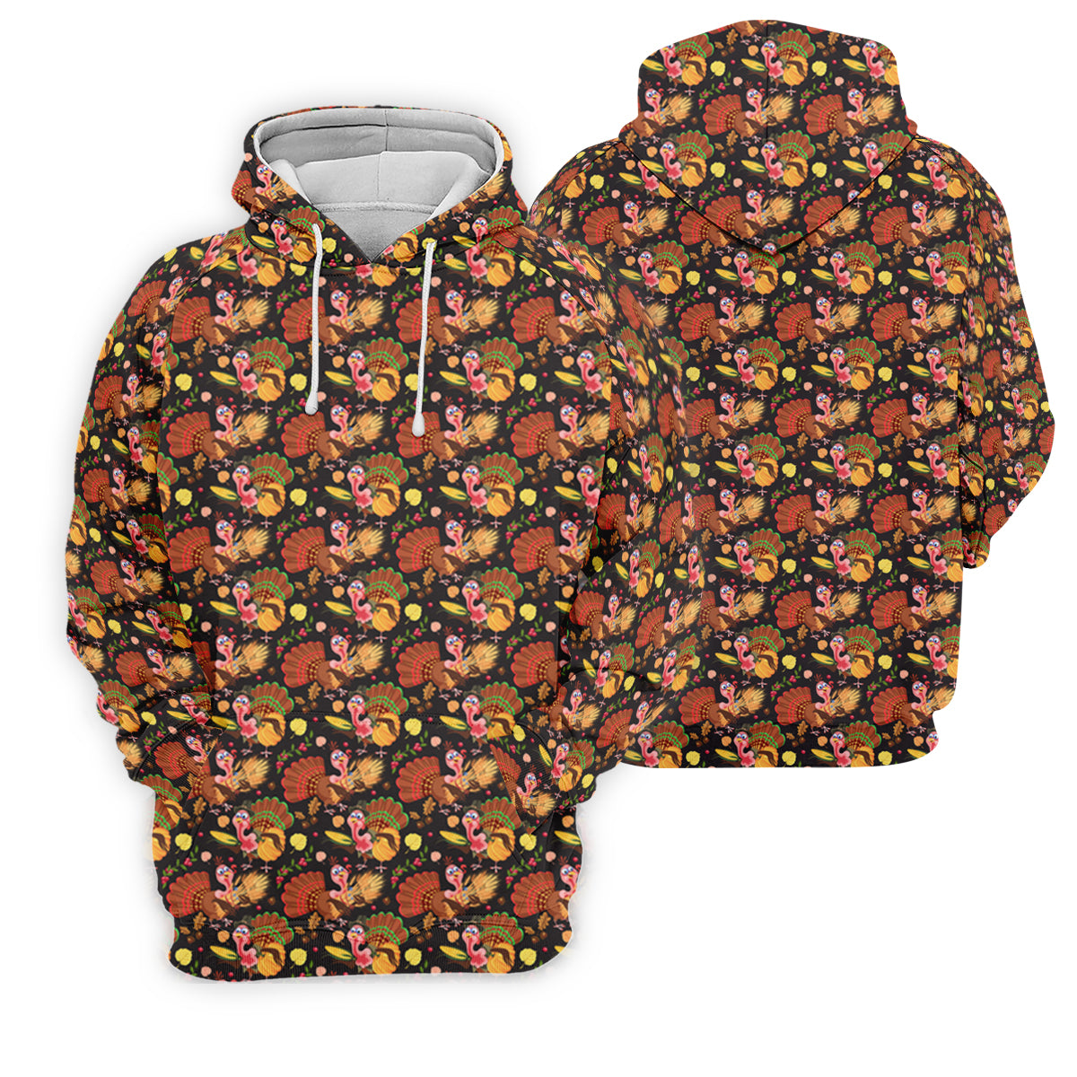 Turkey Pumpkin Thanksgiving Holiday Black And Brown Ladies Golf Tops, Women Golf Top, Golf Gift For Ladies