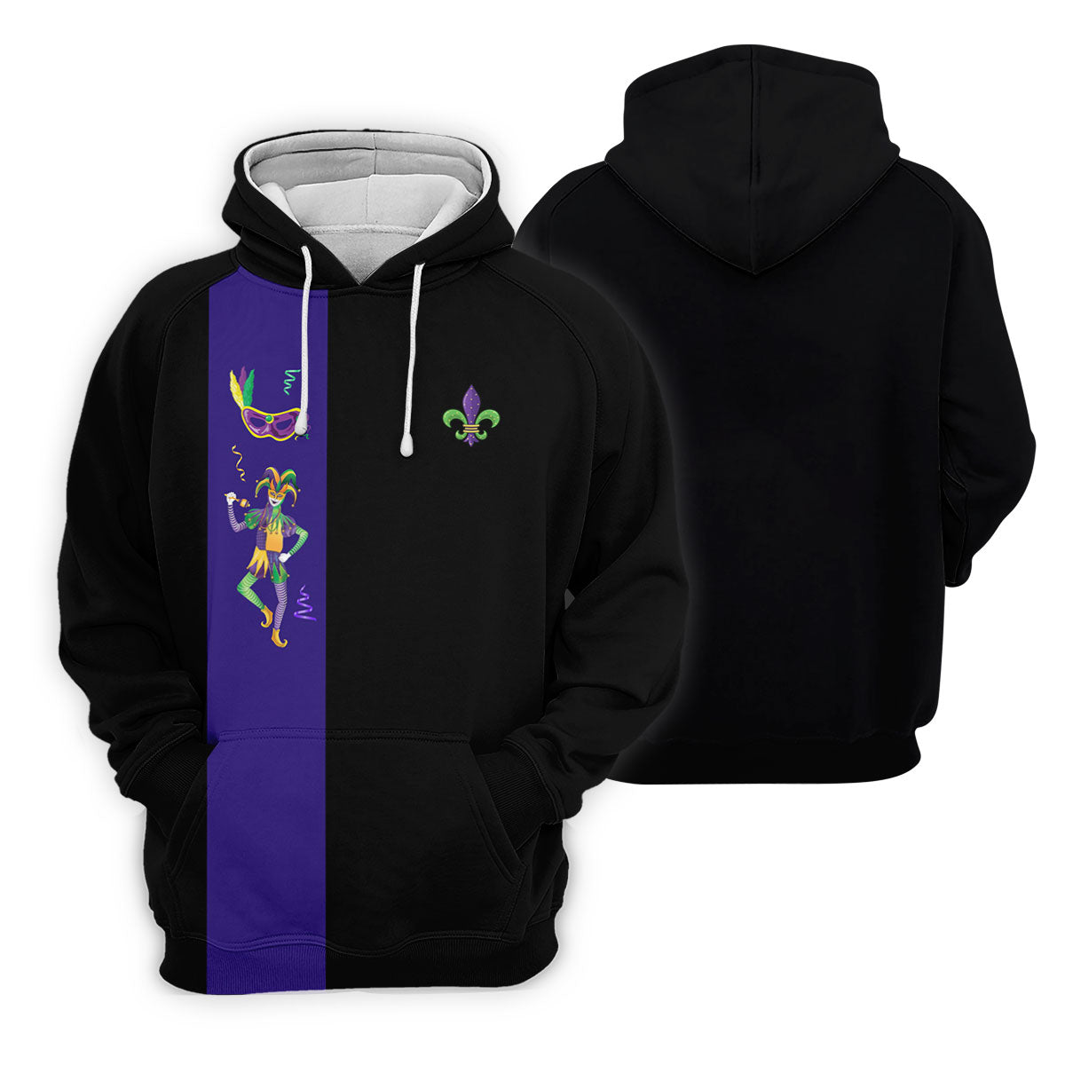 Mardi Gras Festival Jester Figure Fleur De Lis Symbol Black Golf Shirt, Women's Golf Tops, Ladies Golf Polos