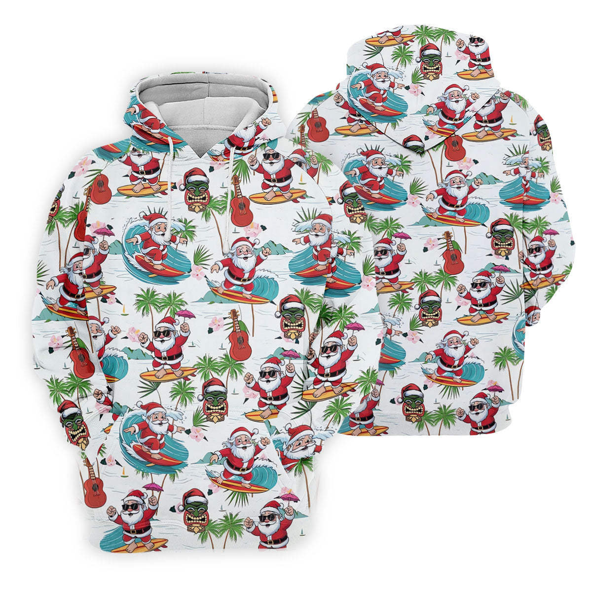 Surfing Santa Tropical Christmas Golf Shirt, Christmas Golf Shirt, Women’s Golf Polo