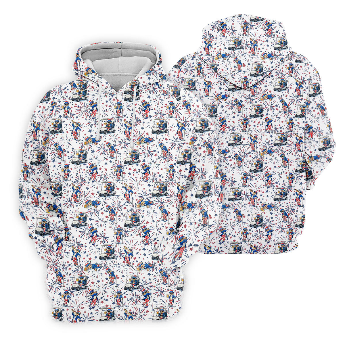 Patriotic Theme Golf And Beer Funny 4th Of July Golf Shirt, 250 Years Seamless Pattern Women's Golf Tops