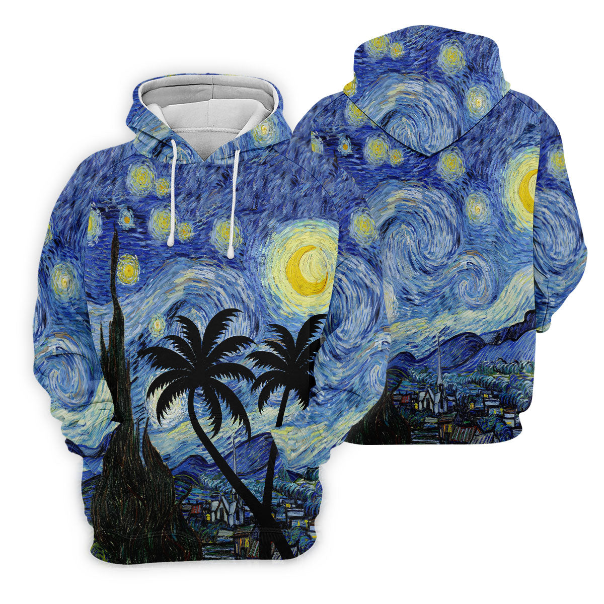 Van Gogh Starry Night Tropical Palm Tree Golf Shirt, Mens Golf Polo, Printed Golf Shirts